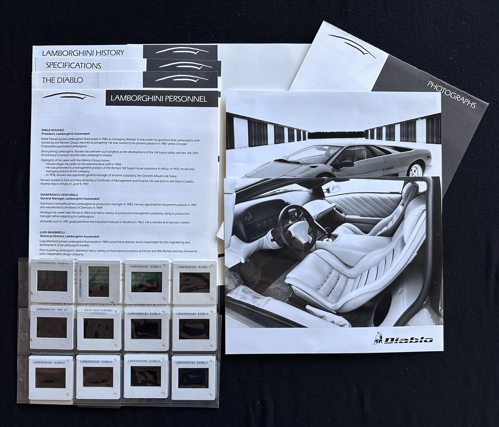 Lamborghini Diablo Supercar 1990 Release Press Kit Photos Slides Prospekt