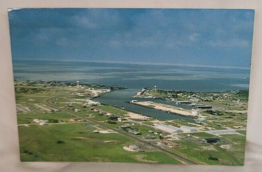 Port Mansfield, Texas Postcard 4 in x 5 7/8 in Aerial View of the Town