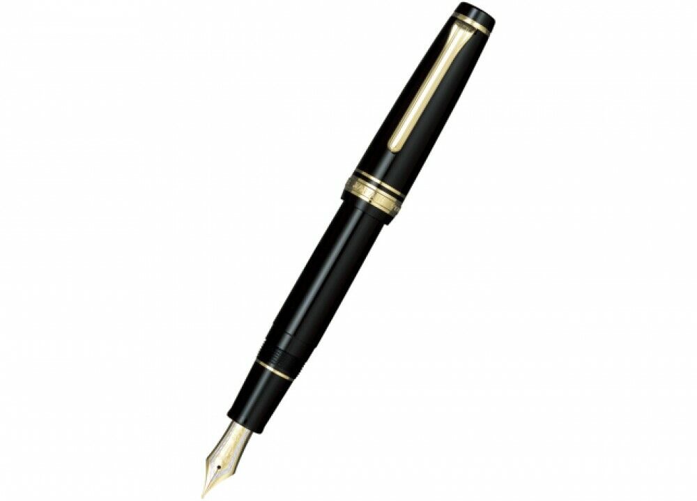 Sailor Professional Gear Gold Fountain Pen Black Medium Fine  Nib 11-2036-320