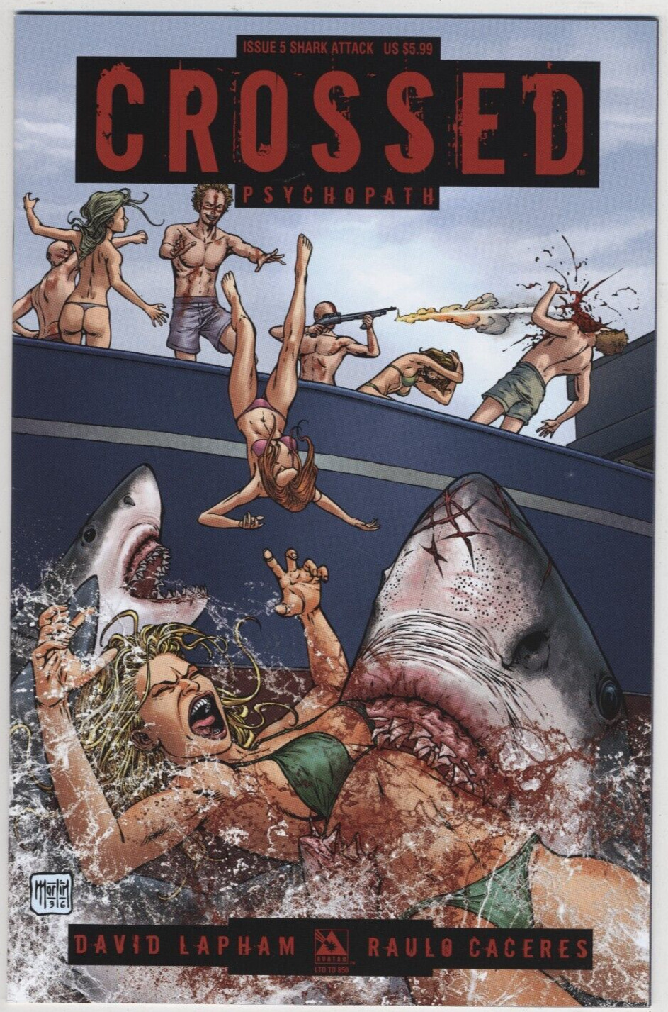 Avatar Press #5 Crossed Psychopath Matt Martin Austin Con Shark Attack Cover 850