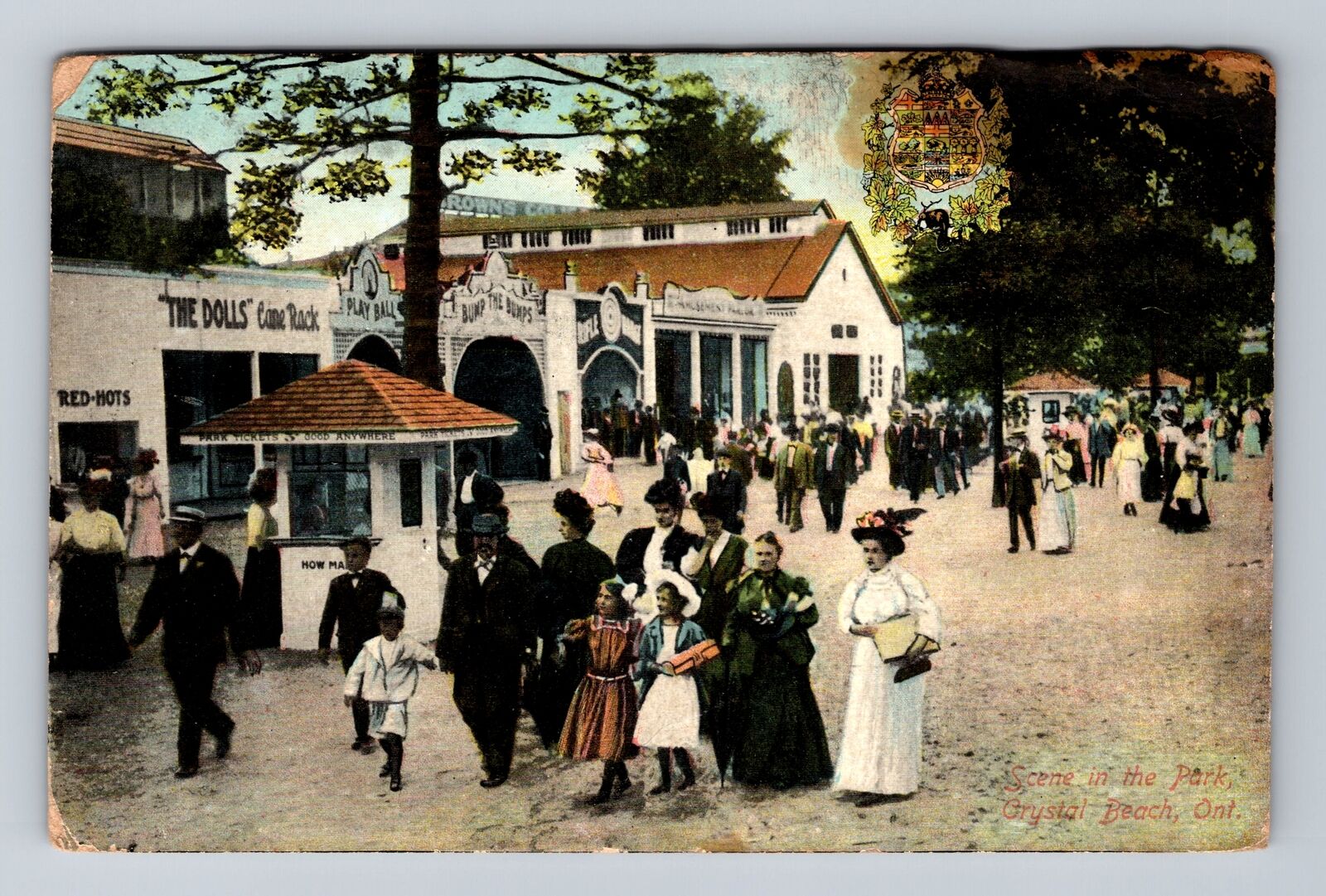 Crystal Beach Fort Erie Canada, Family Scene In The Park, Vintage c1910 Postcard