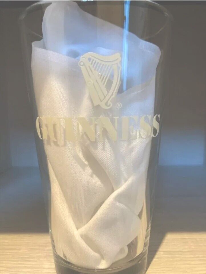 Guinness vintage pint Beer Glass, white lettering