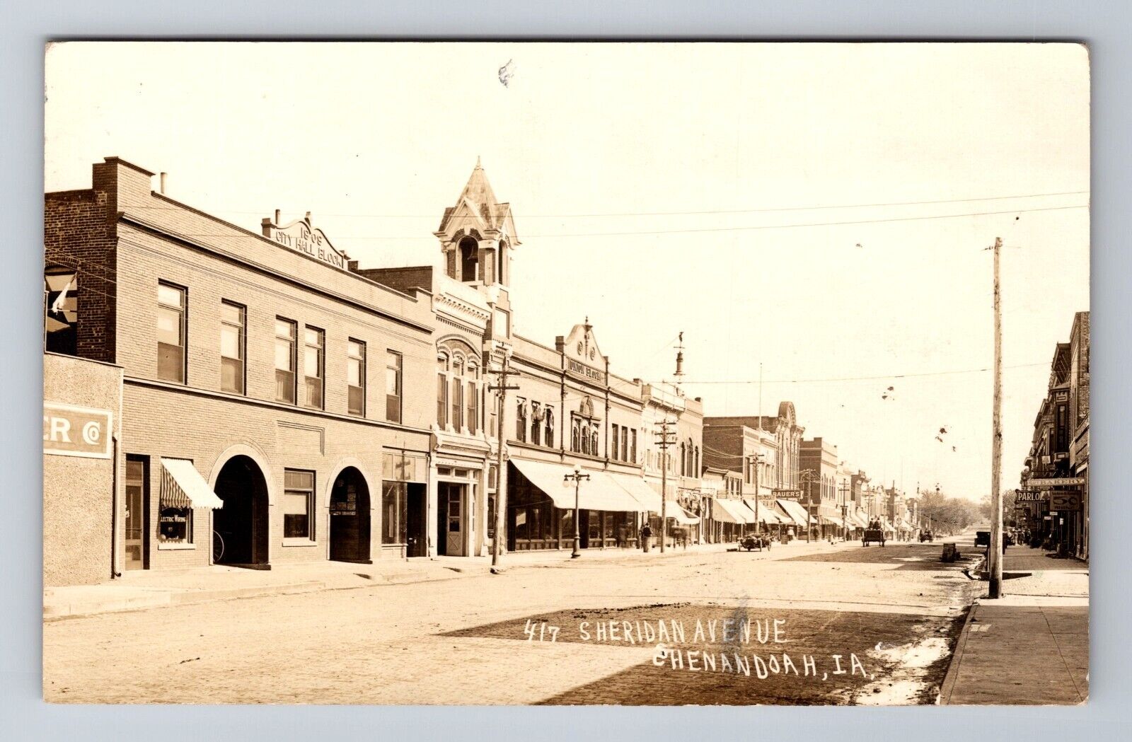 RPPC-Shenandoah IA-Iowa Sheridan Avenue Street Storefronts 1914 Old Postcard