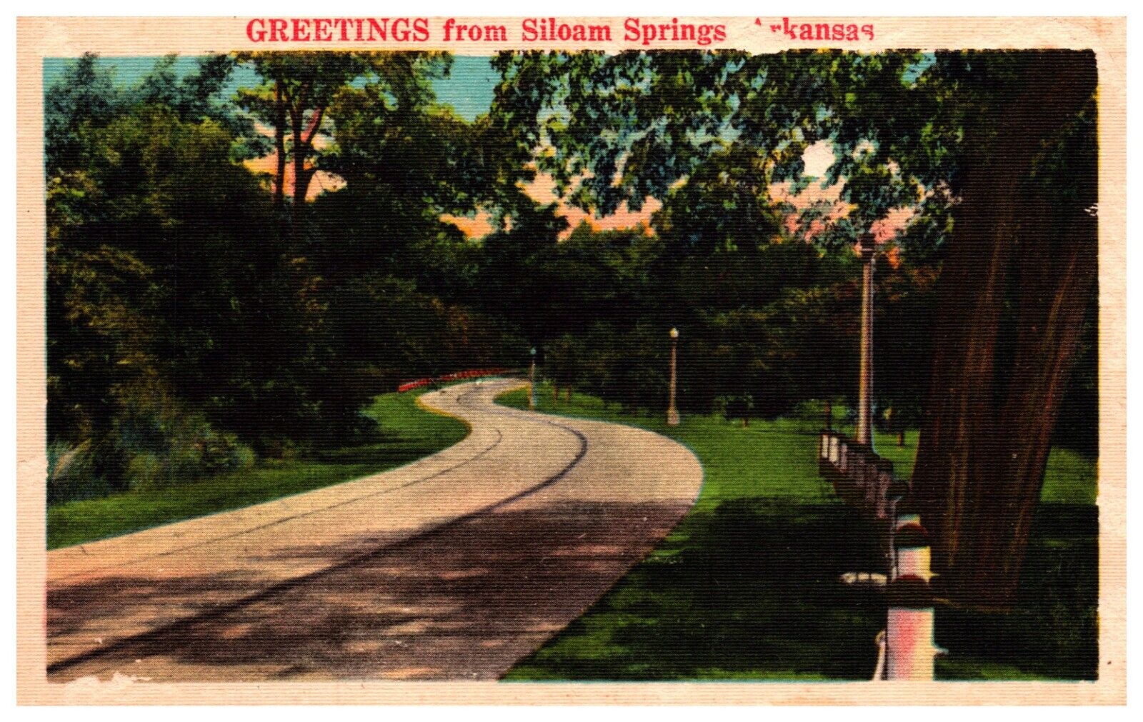 Greetings From Siloam Springs, Arkansas Vintage Linen Postcard UNPOSTED