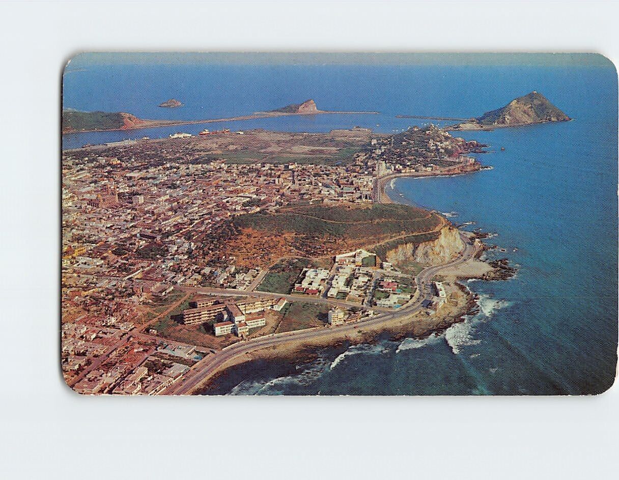 Postcard Air View Towards the Entrance of the Port City Mazatlán Sinaloa Mexico