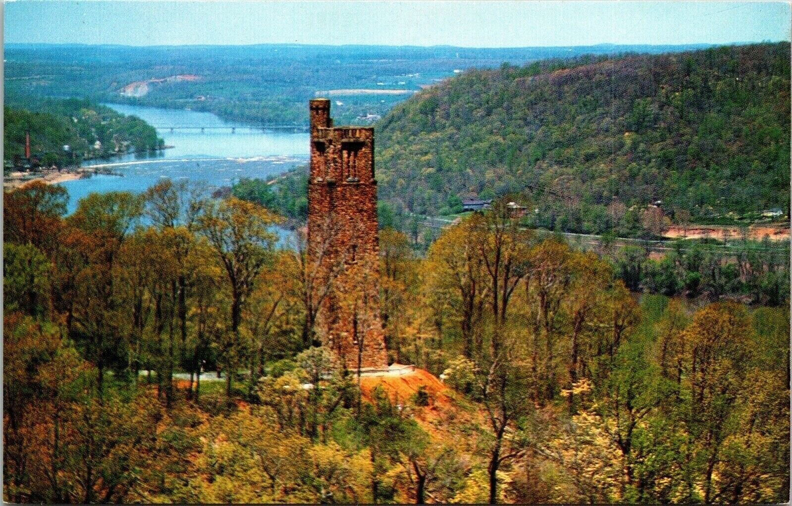 Aerial View Bowmans Hill Tower Bucks County Pennsylvania PA Postcard UNP VTG