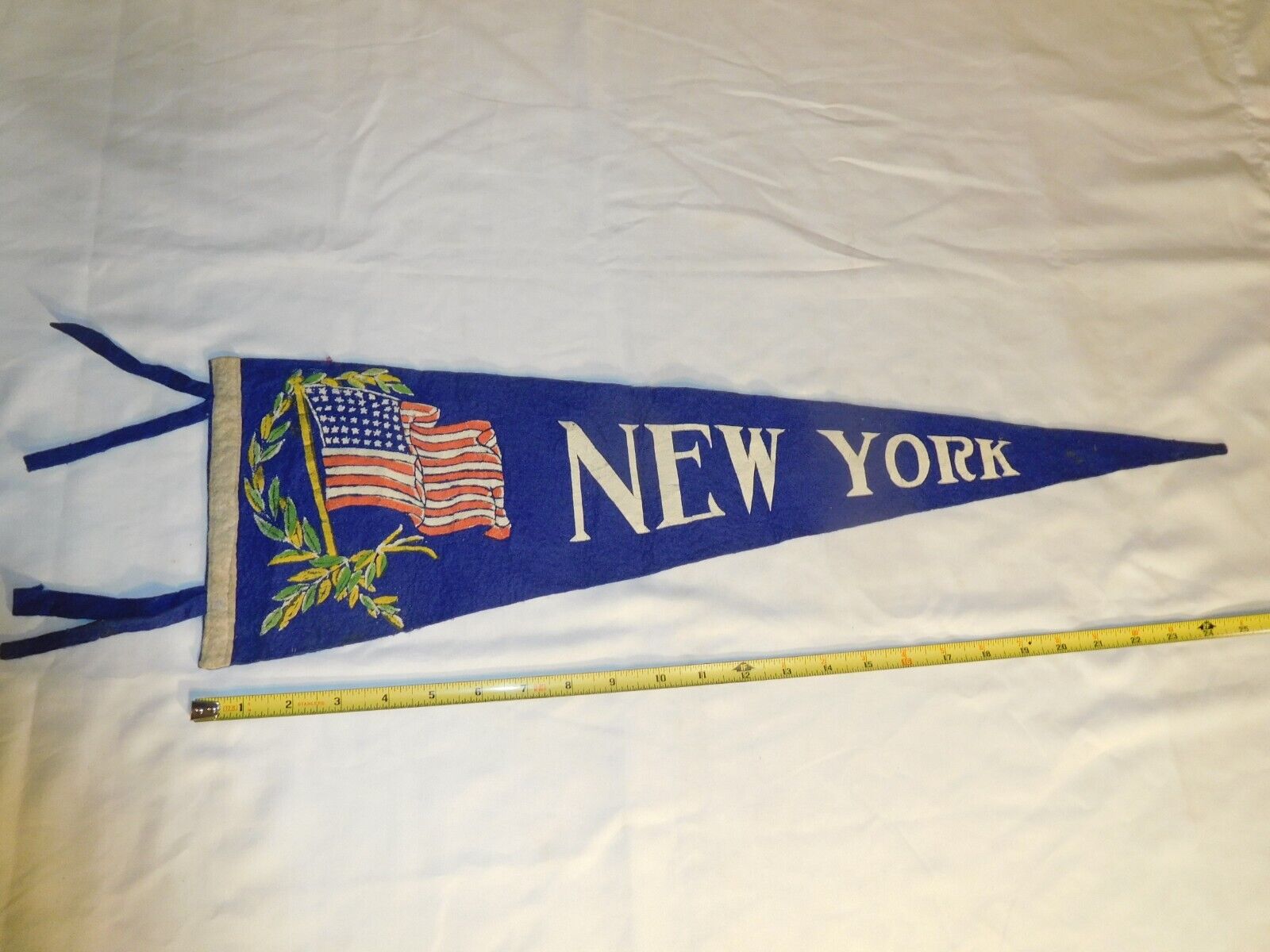 Vintage 1939 48 Star Large 26 inch American Flag New York Felt Pennant/Flag