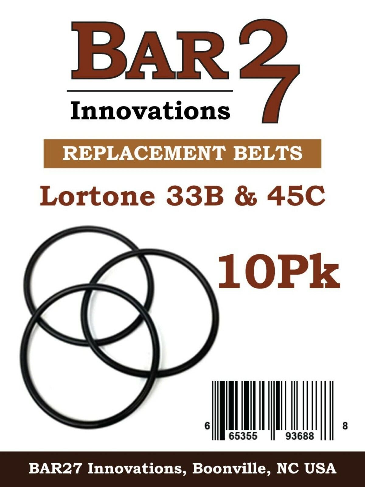 10 Pack Replacement Drive Belts for Lortone Rock Tumblers Model 33B & 45C brass