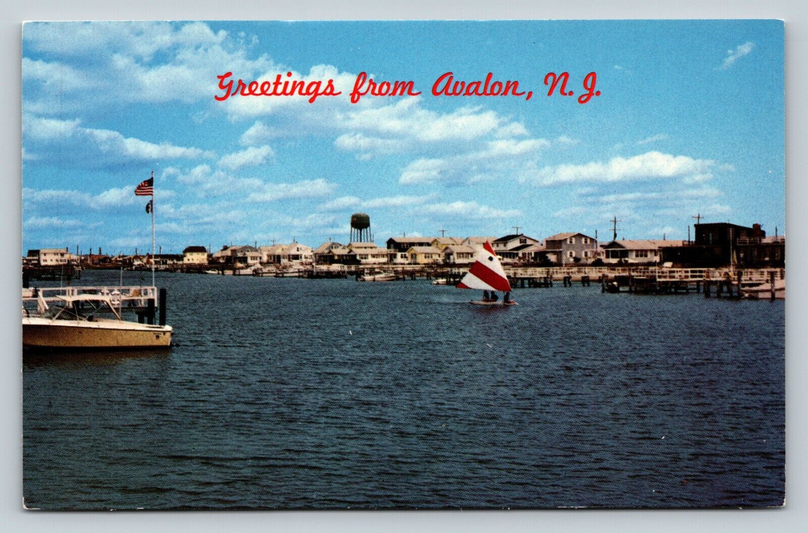 Greetings from AVALON New Jersey NJ Boats Beautiful Lagoon VINTAGE Postcard