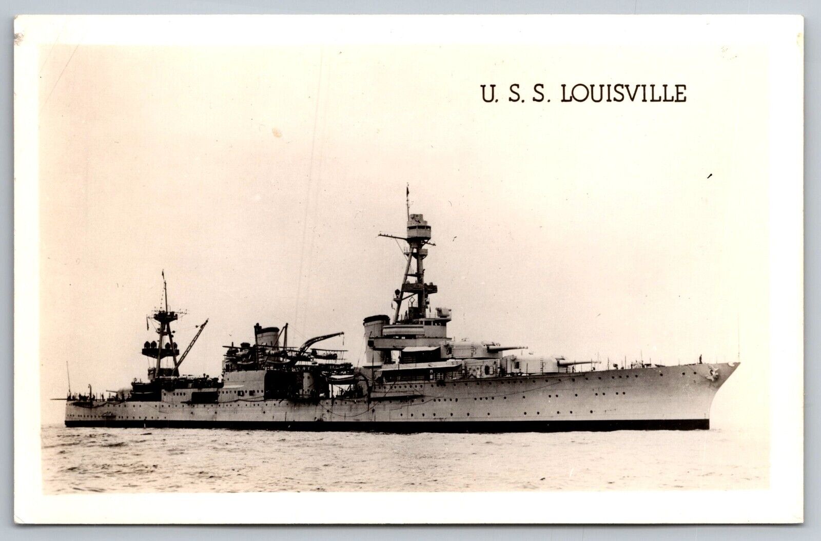 U.S.S. Louisville. Naval Ship. Real Photo Postcard. RPPC
