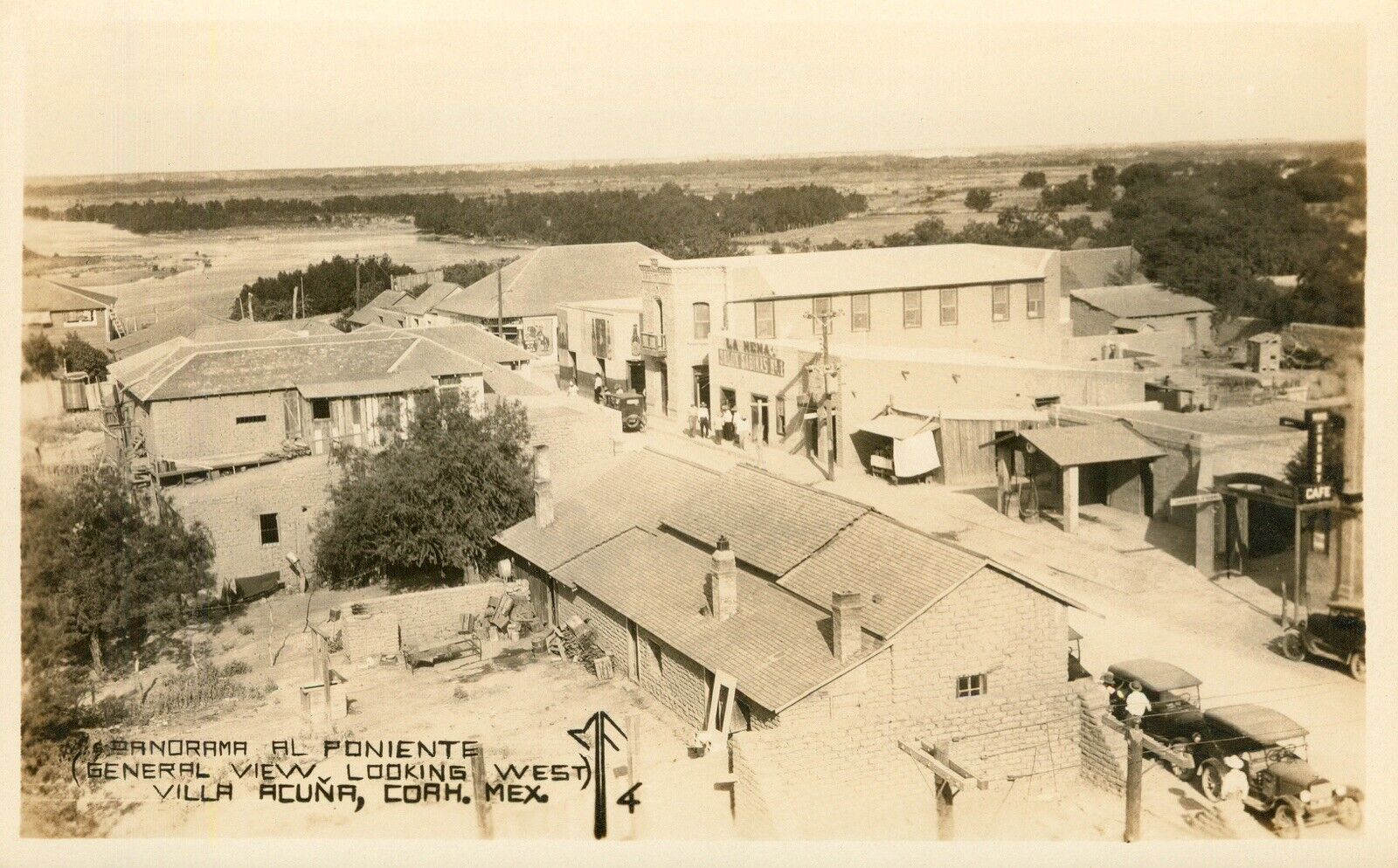 RPPC Antique 1915-30 Postcard MEXICO Al Poniente,Looking West,VILLA ACUNA,CORM,