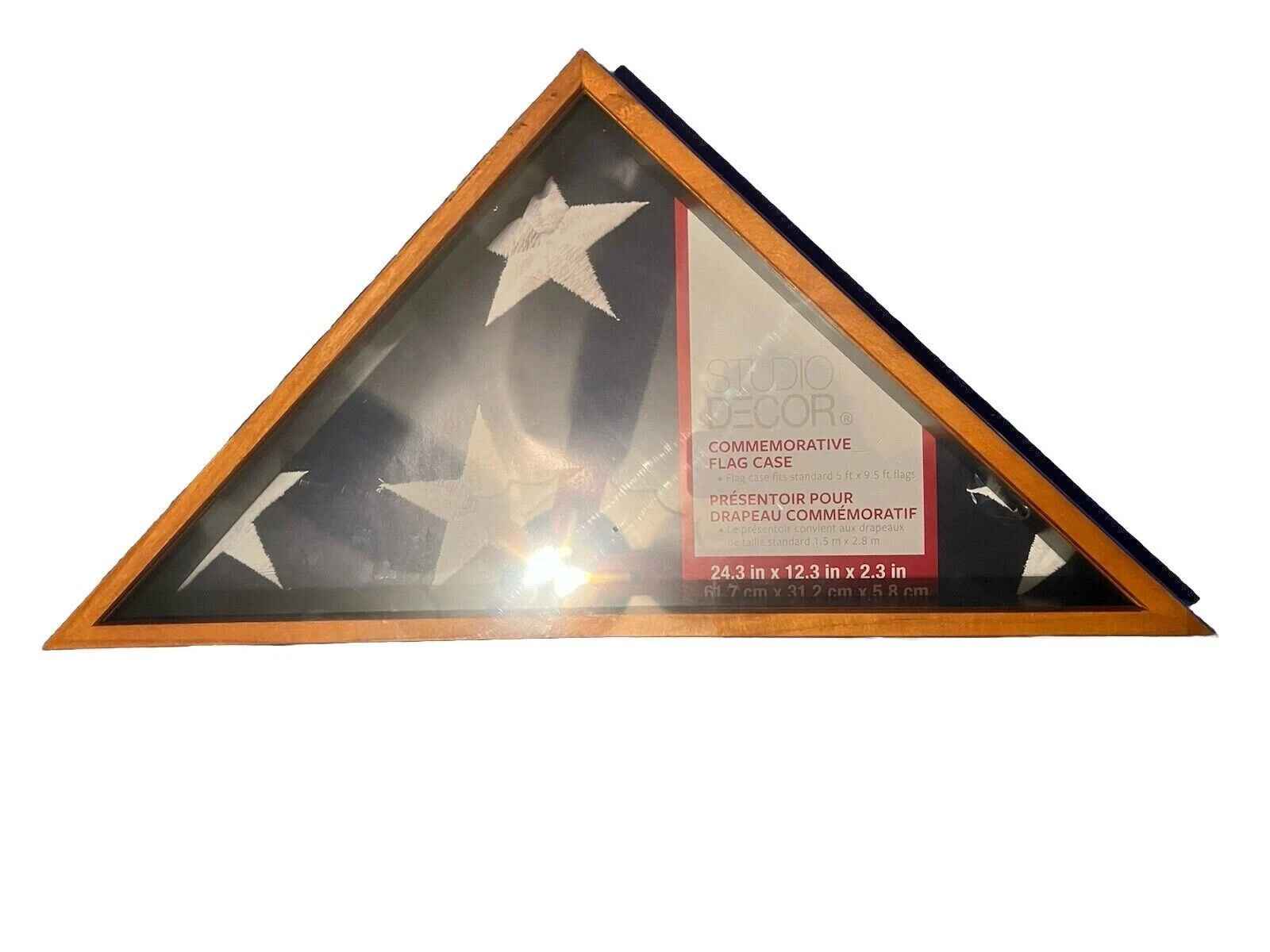 Flag Display Case for 5' x 9.5' American Veteran Burial Solid Wood Light Brown