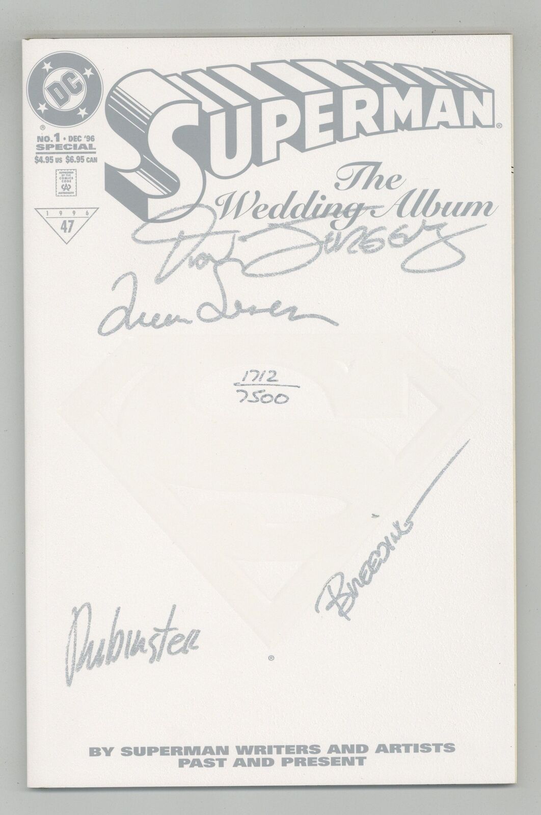 Superman The Wedding Album #1 White DF Signed Variant VF+ 8.5 1996