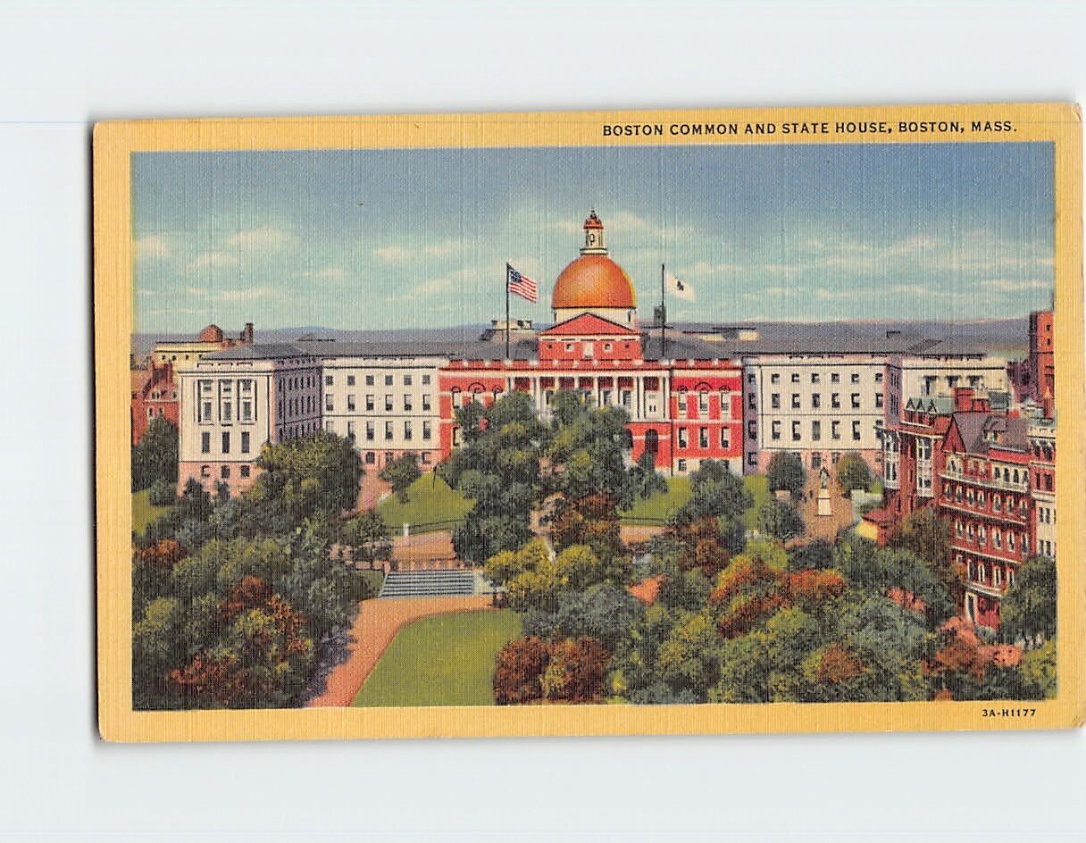 Postcard Boston Common And State House Boston Massachusetts USA