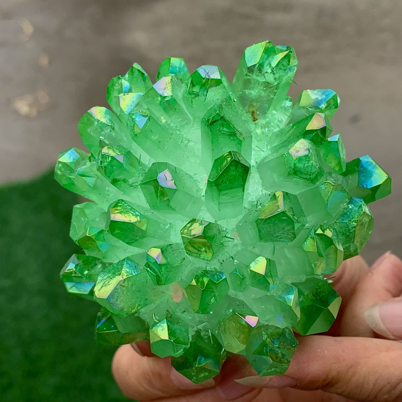387G New Find green PhantomQuartz Crystal Cluster MineralSpecimen