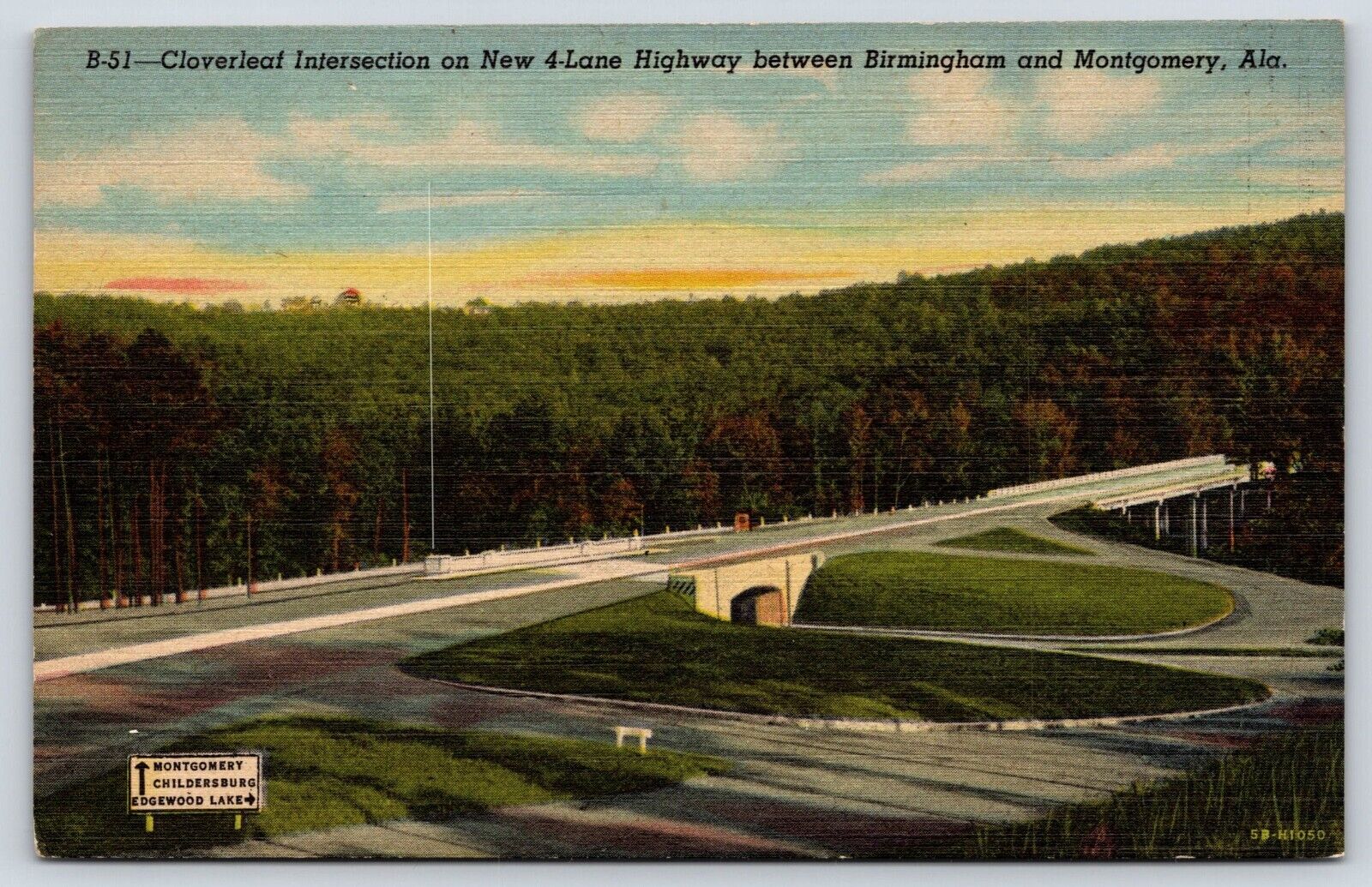 Alabama Montgomery Cloverleaf Intersection  Vintage Postcard