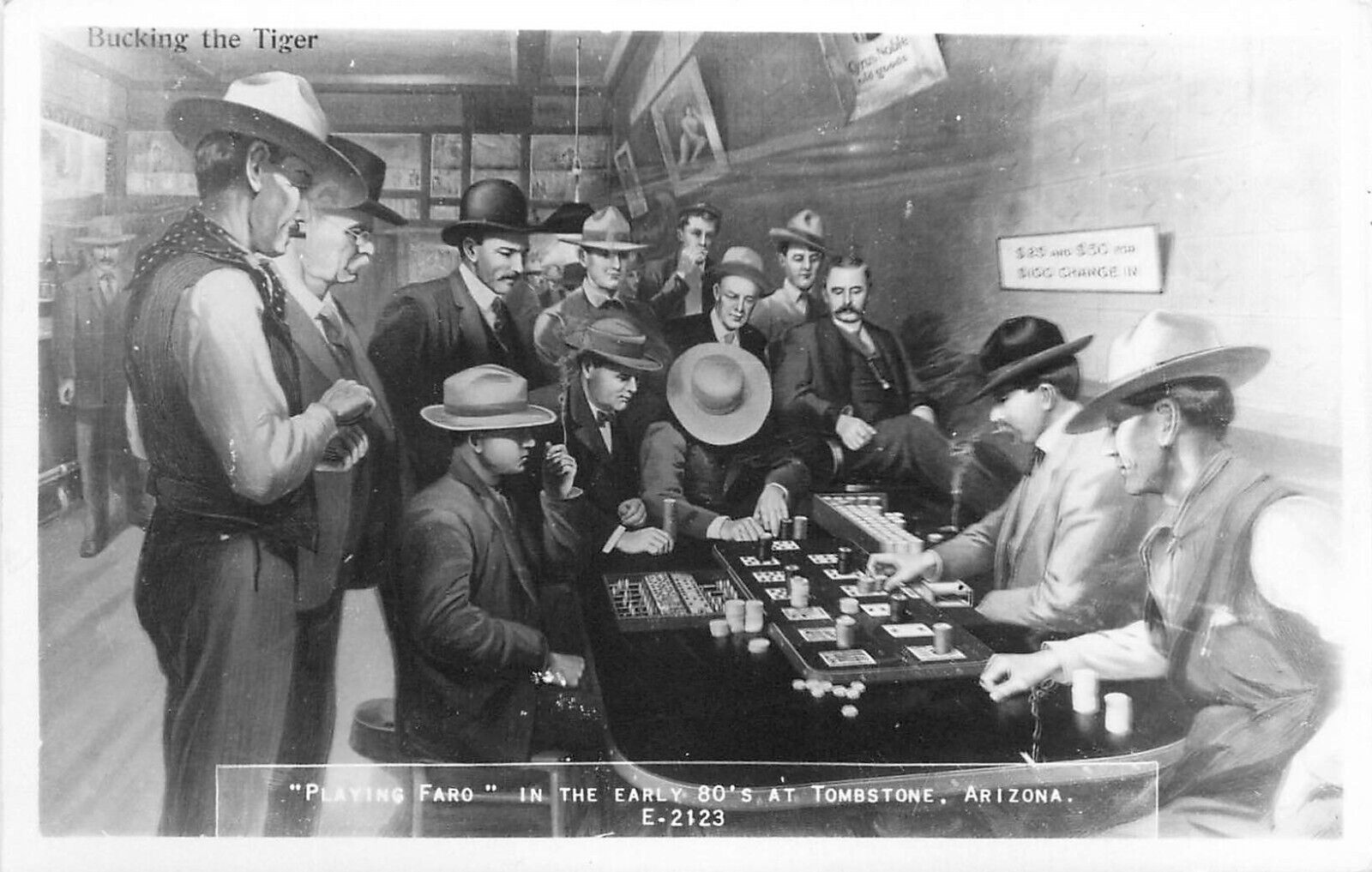 Cowboys Playing Faro in the 1880s Tombstone, Arizona Real Photo Postcard/RPPC