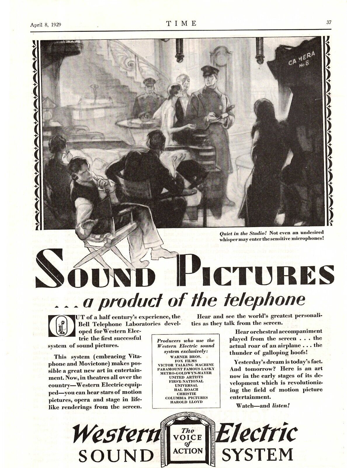 1929 Print Ad Western Electric Sound System Sound Pictures Product Telephone Ill