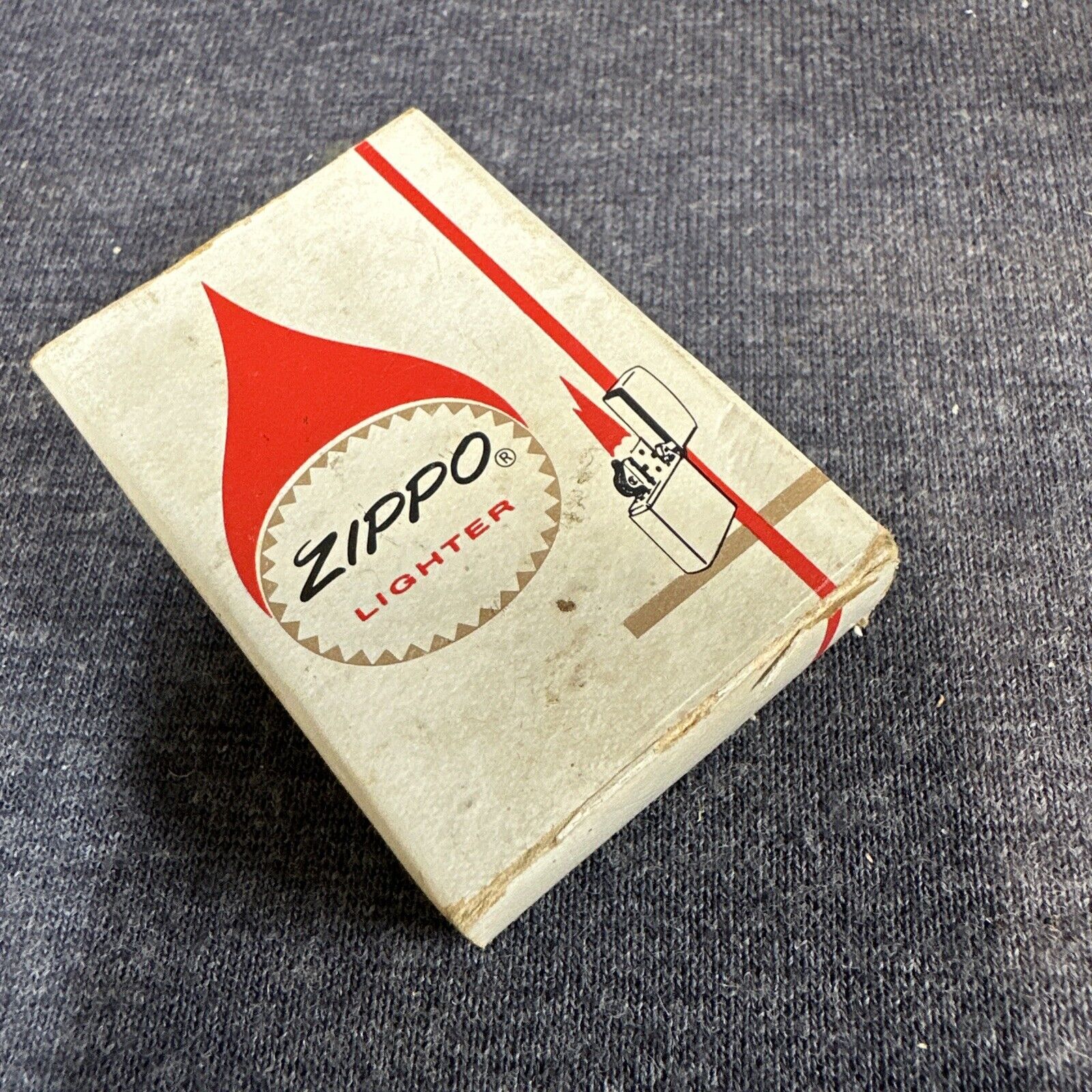 EMPTY BOX ONLY - Vintage Zippo Red & White One Piece Box