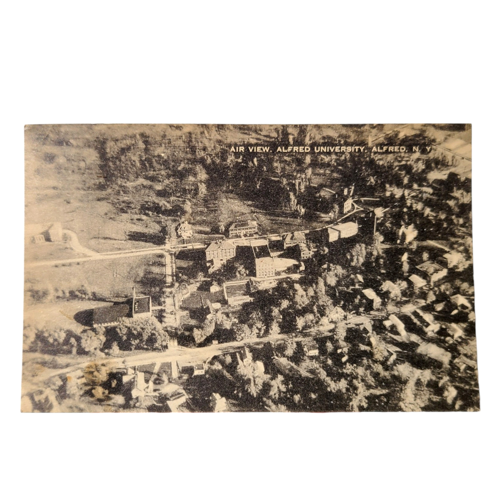 Vintage Alfred University NY Air View Postcard Aerial 1953