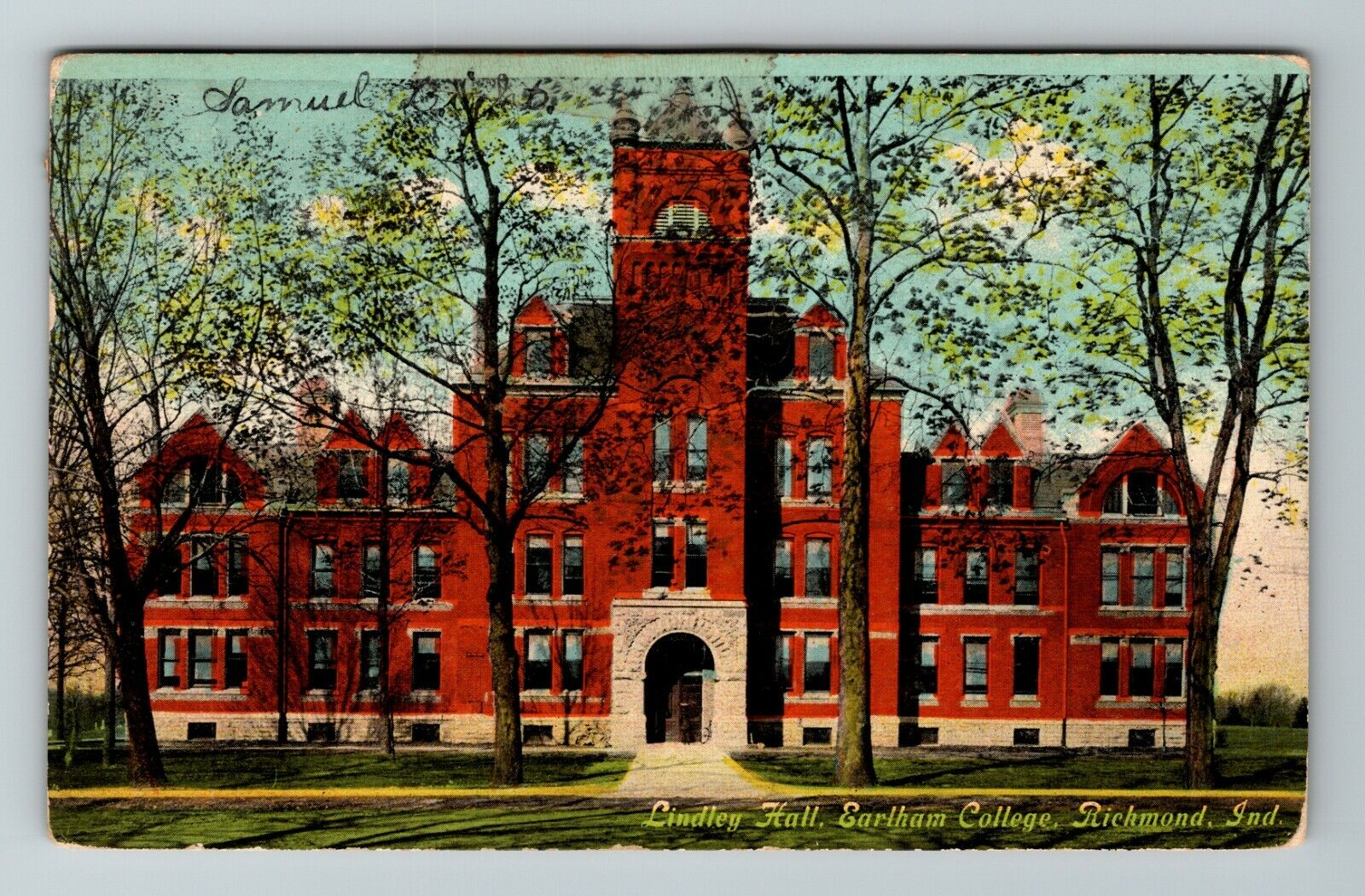 Richmond IN-Indiana, Lindley Hall, Eartham College, Outside, Vintage Postcard