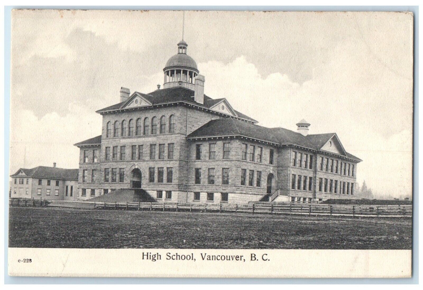 c1910's High School Building Campus Vancouver British Columbia Canada Postcard