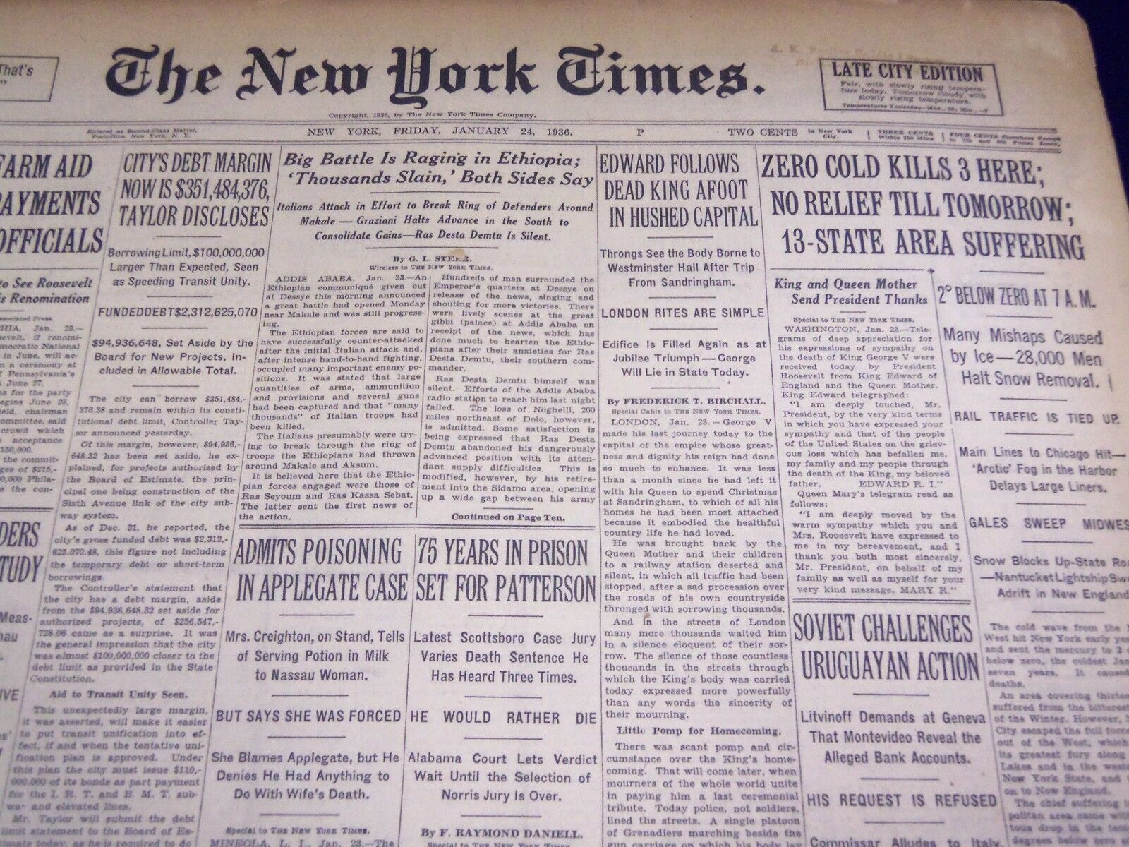 1936 JAN 24 NEW YORK TIMES - EDWARD FOLLOWS DEAD KING AFOOT - NT 2090