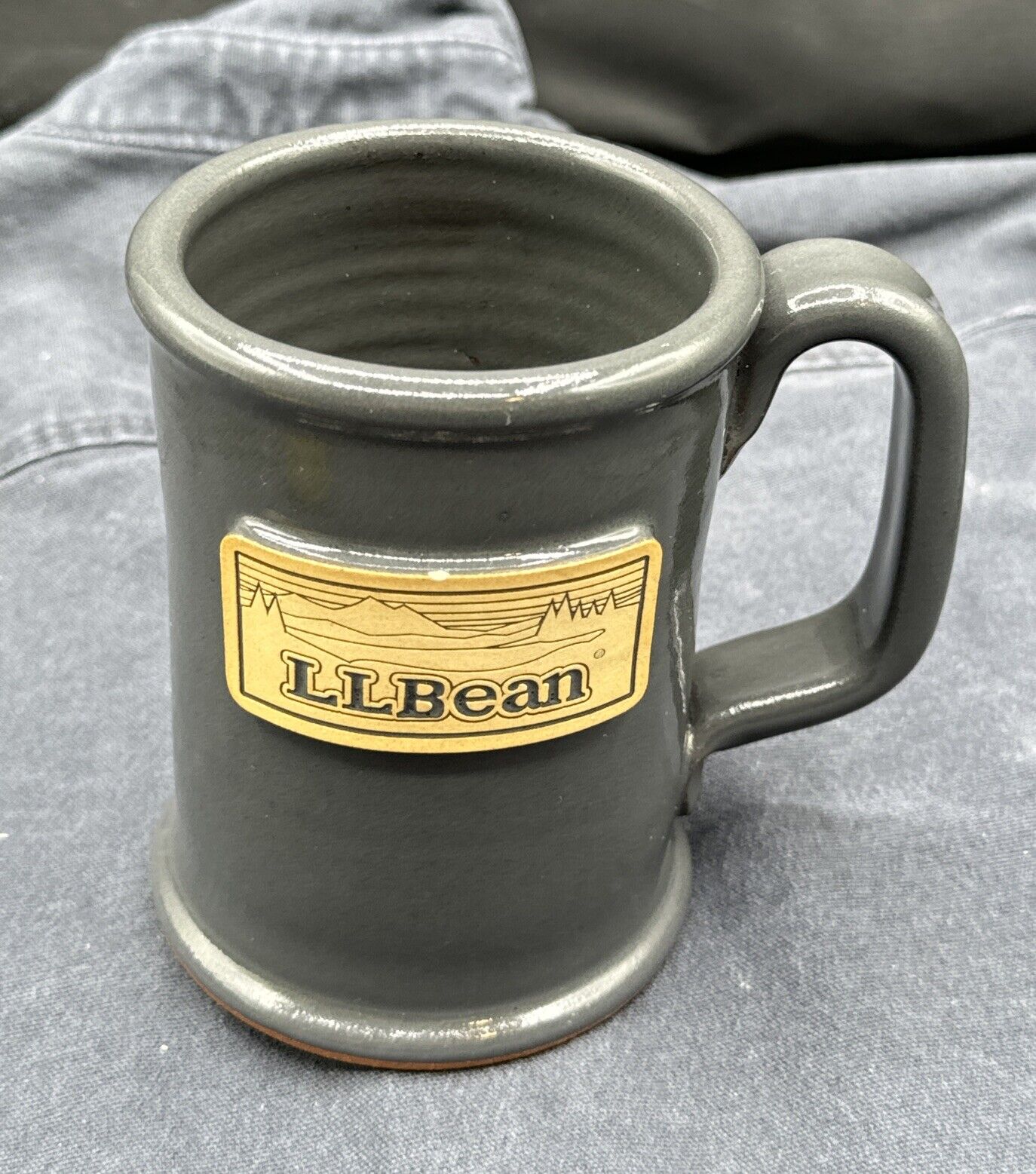 LL Bean Mug Blue/Gray Sunset Hill Stoneware 16 Oz Handcrafted in USA