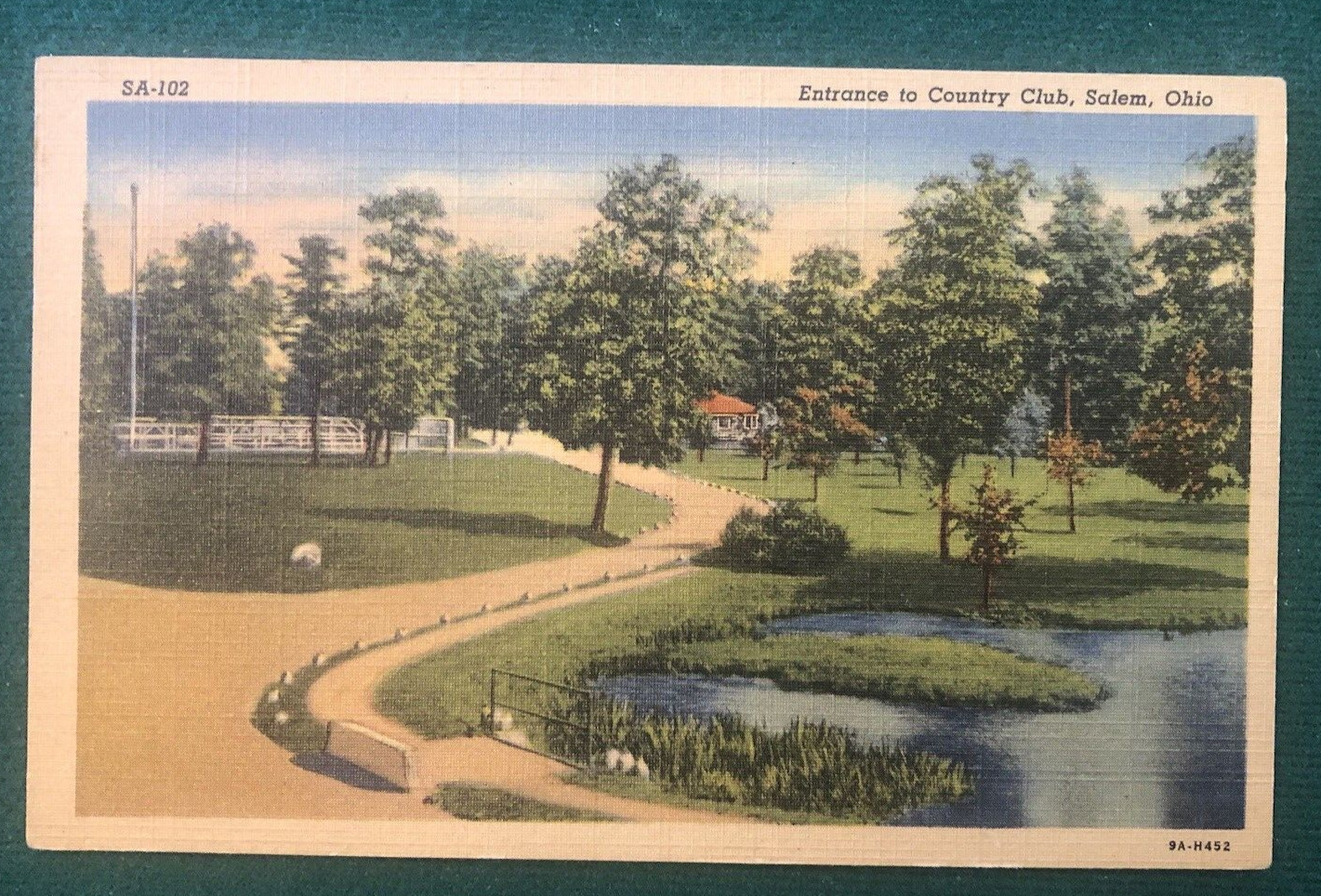 Salem Ohio Postcard Entrance To Country Club, posted 1953