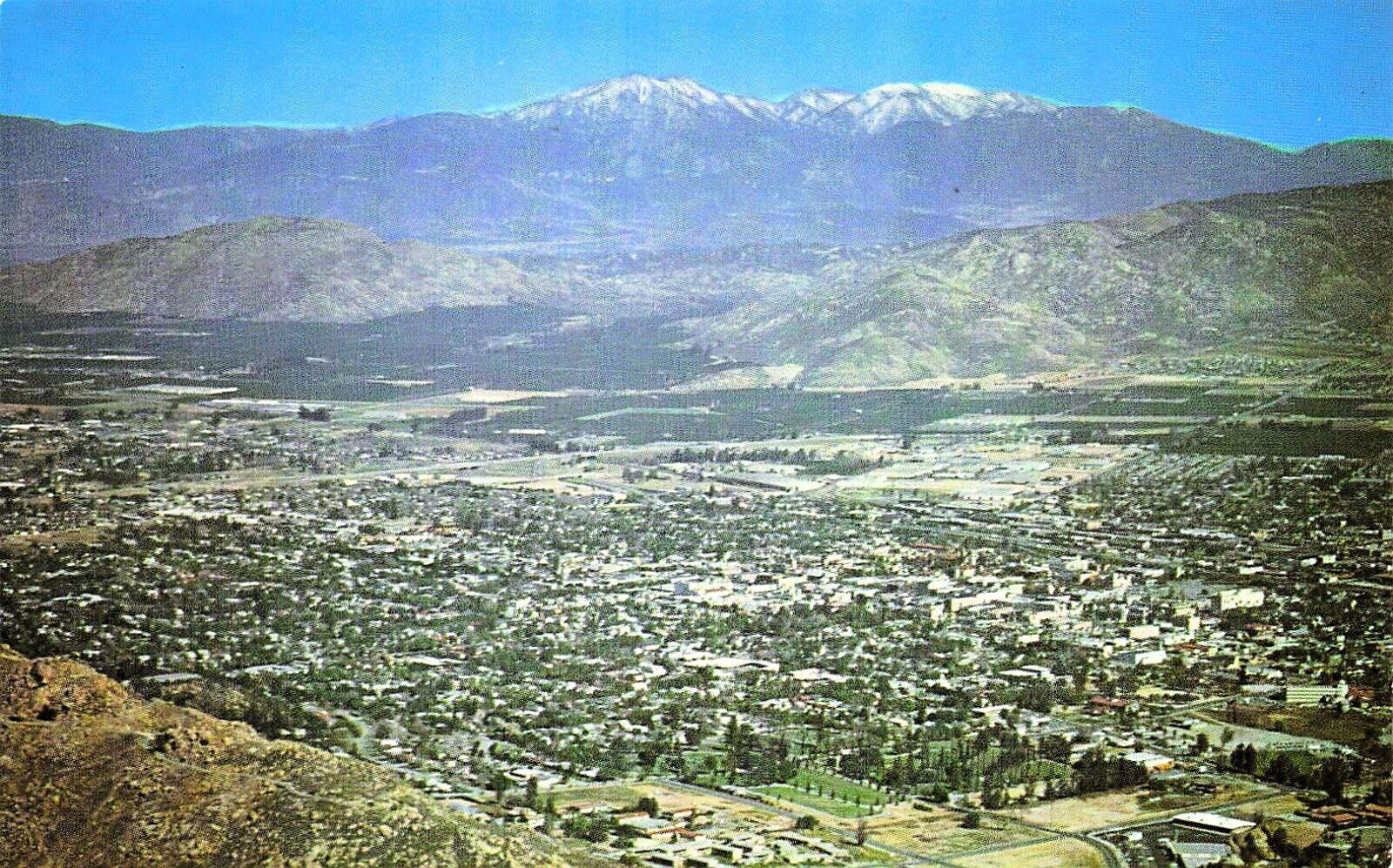 Riverside CA California Aerial View San Gorgonio Mountain 1950s Vtg Postcard E32