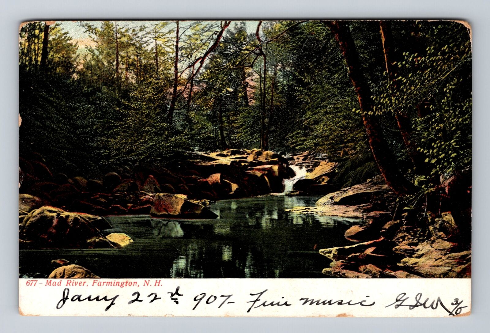 Farmington NH-New Hampshire, Scenic View Mad River, Antique Vintage Postcard