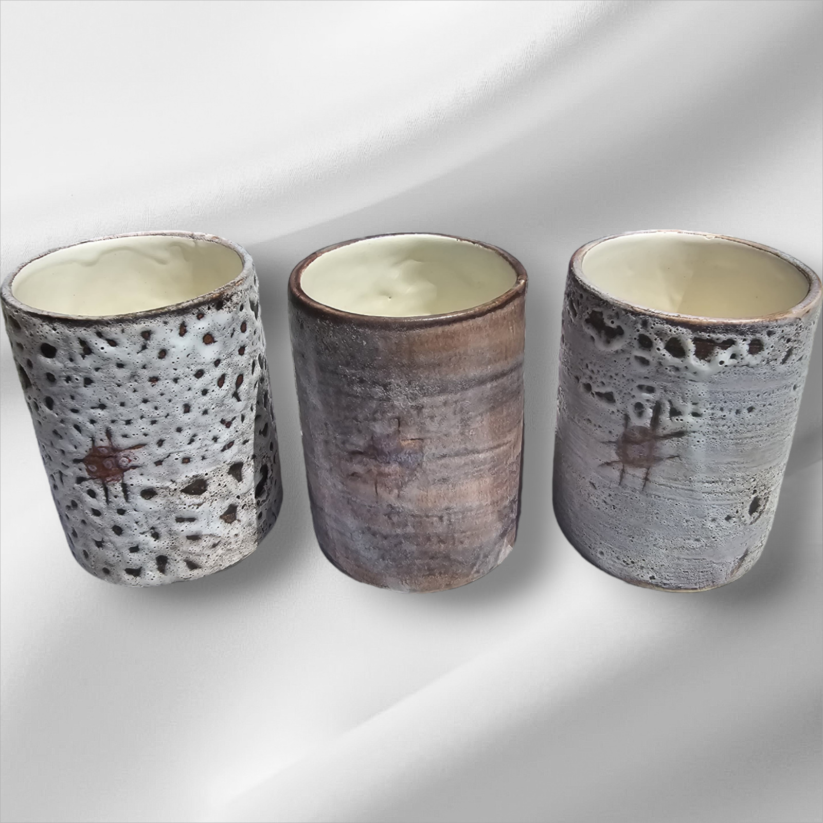 Mid-Century Ceramic Mugs by Francis & Josette Bonaudi for Vallauris, Set of 3