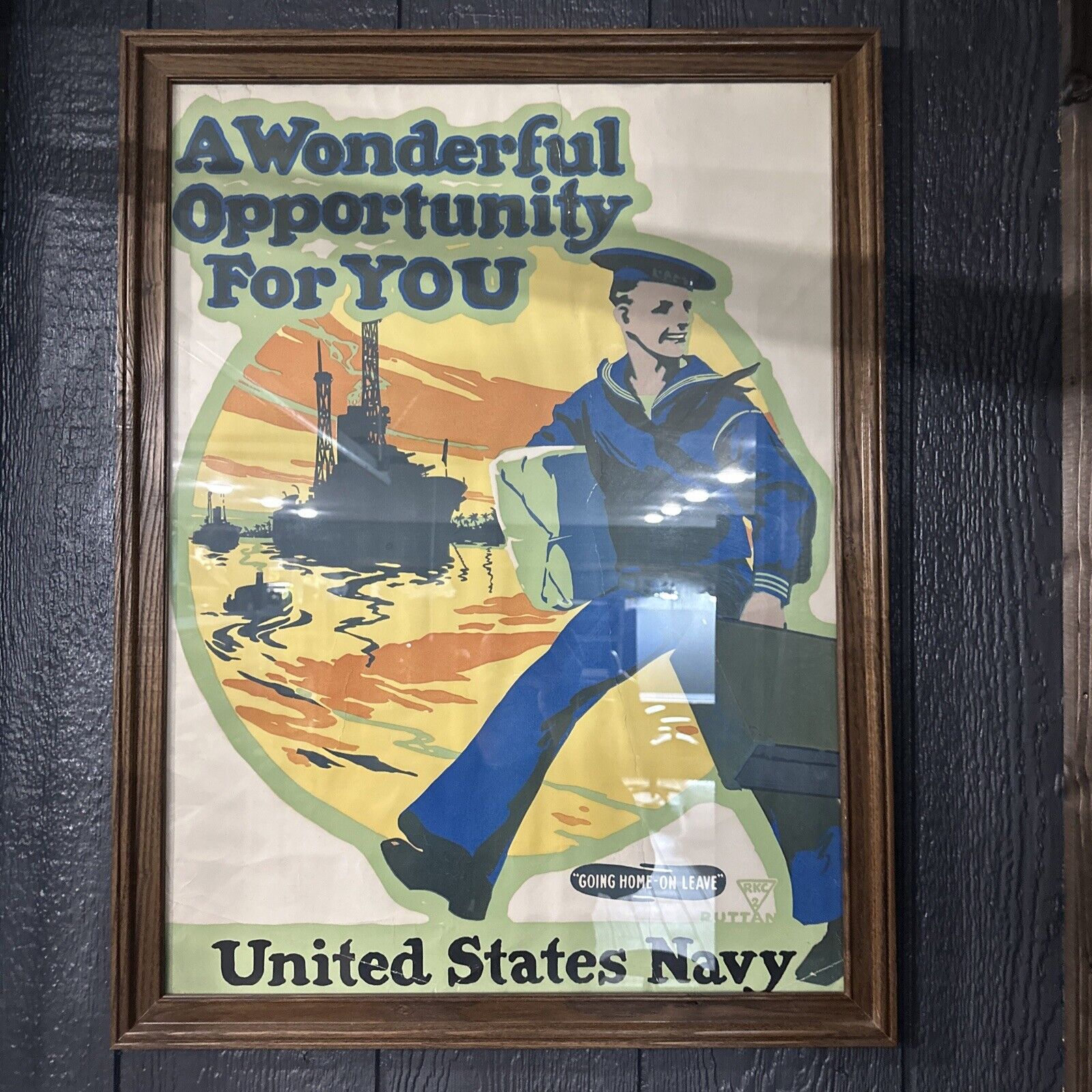 A Wonderful Opportunity - US Navy - 1917 - World War I Propaganda poster framed