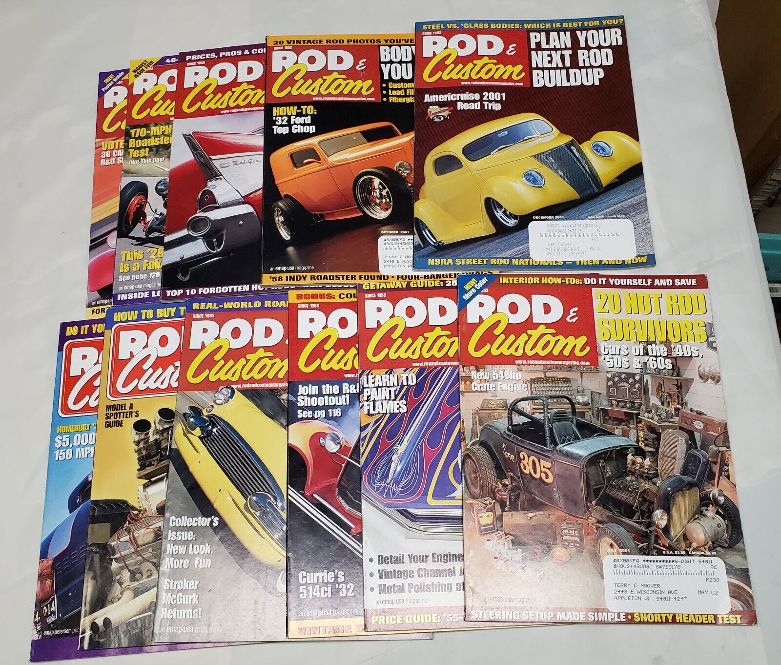 Rod and Custom Car Magazines Lot of 11 Issues 2001  