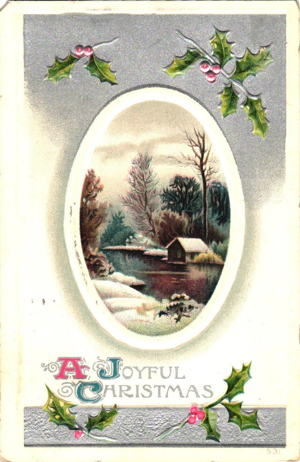 A Small House by The Picturesque Lake, A Joyful Christmas Postcard
