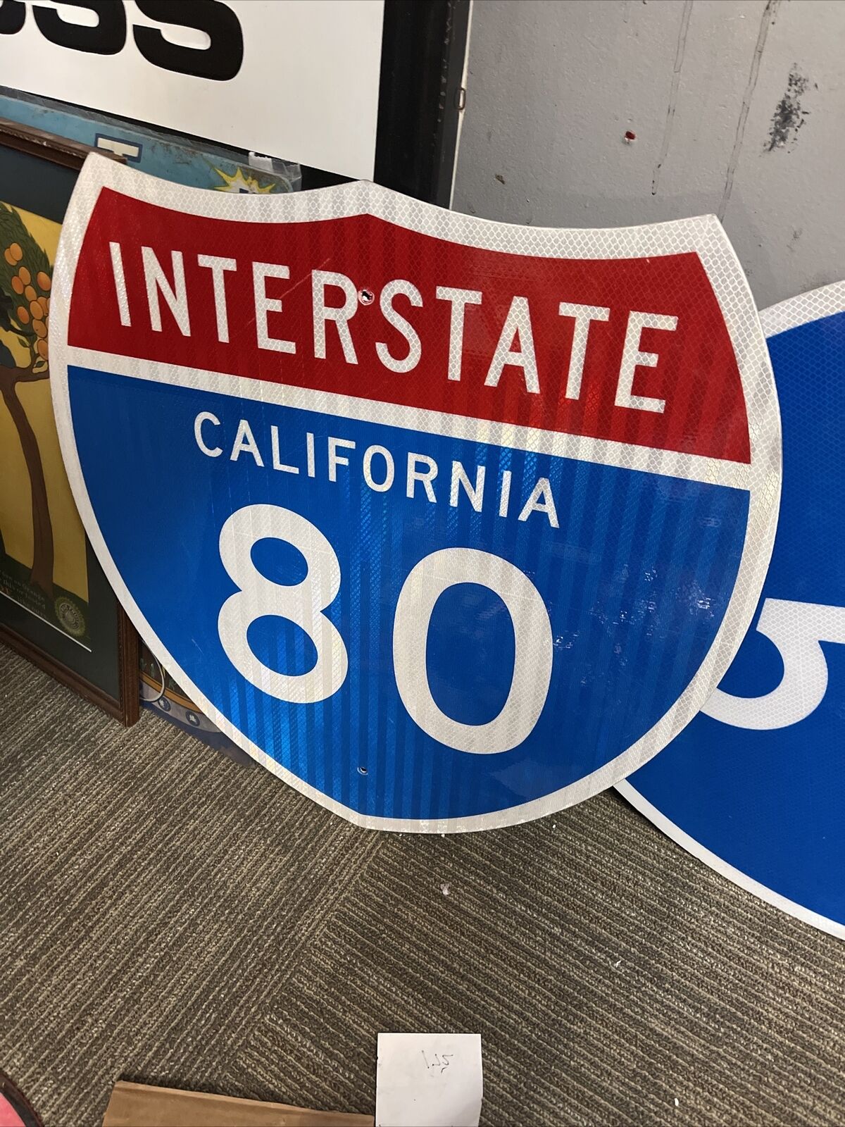 CALIFORNIA Interstate 80 Reflective California 24” X 24 Shield New Old Stock