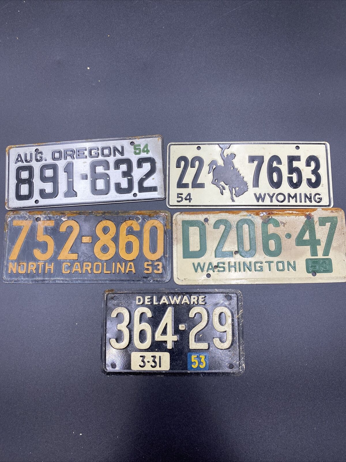 Post Wheaties Cereal 1953 1954 Mini Bike License Plates Lot Of 5 Metal Plates