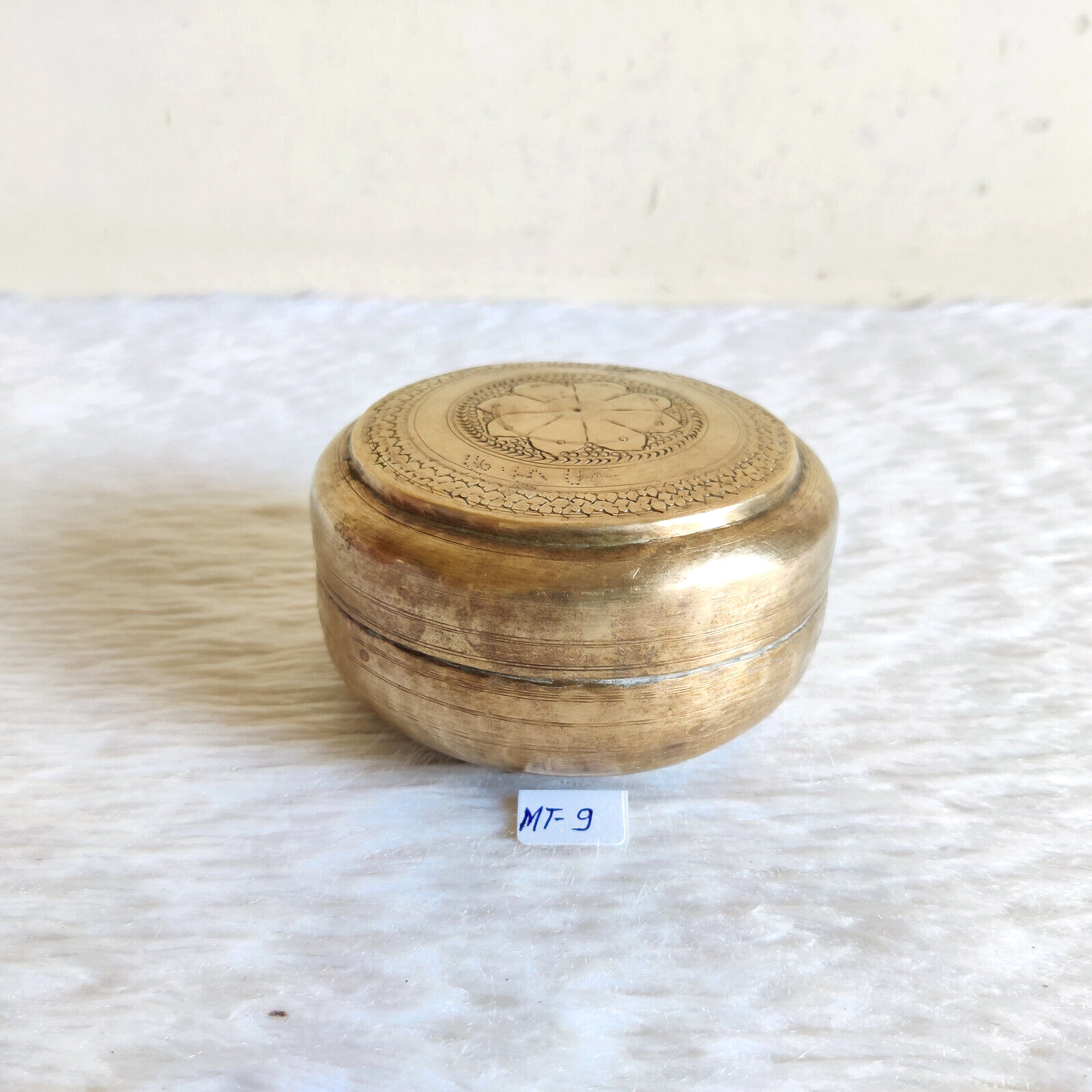 1930s Vintage Mandala Engraved Brass Miniature Box Multi Purpose Trinket Box MT9