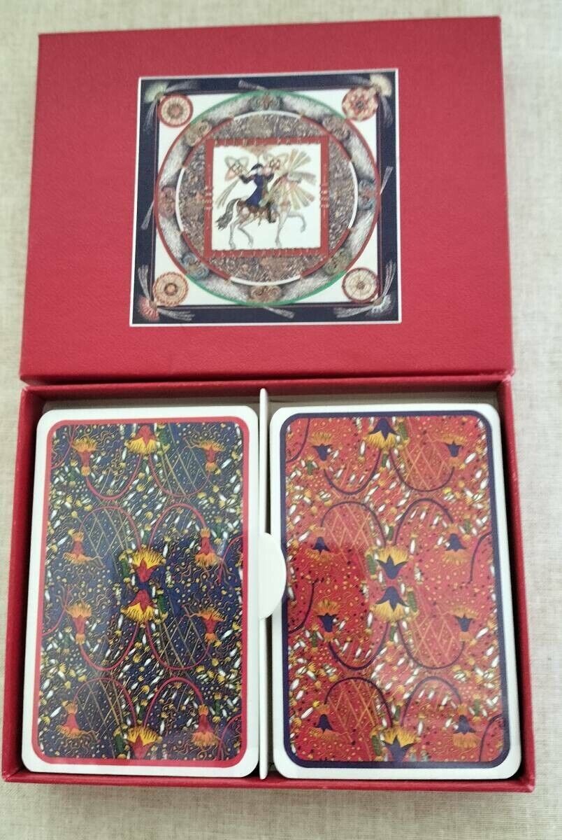 HERMES / VTG Playing Cards Game Set Of 2 Both Unused / With Japanese Gov Stamp