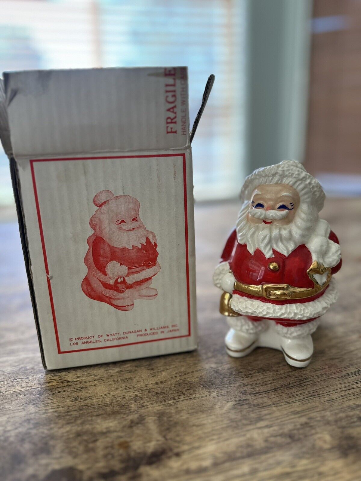 *RARE VTG 1950s Spaghetti Santa Claus Bank Stopper Gold Trim Japan WDW Christmas