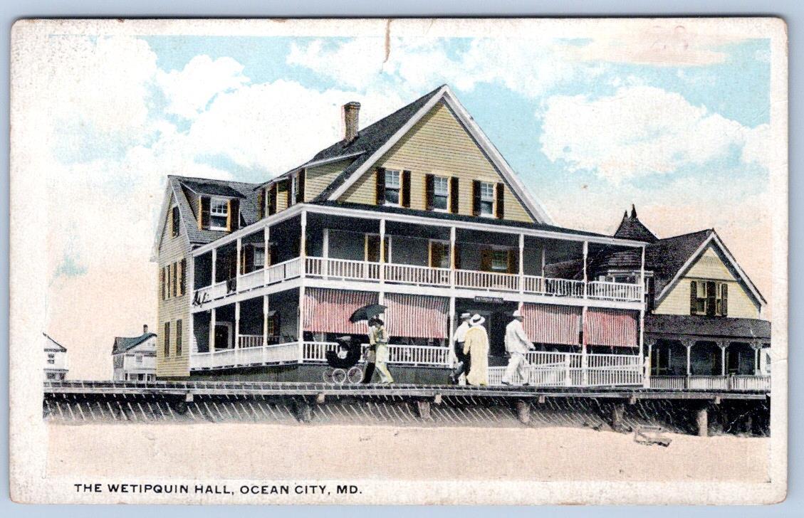 1920's OCEAN CITY MD WETIPQUIN HALL LOUIS KAUFMANN SAMPLE ADVERTISING POSTCARD
