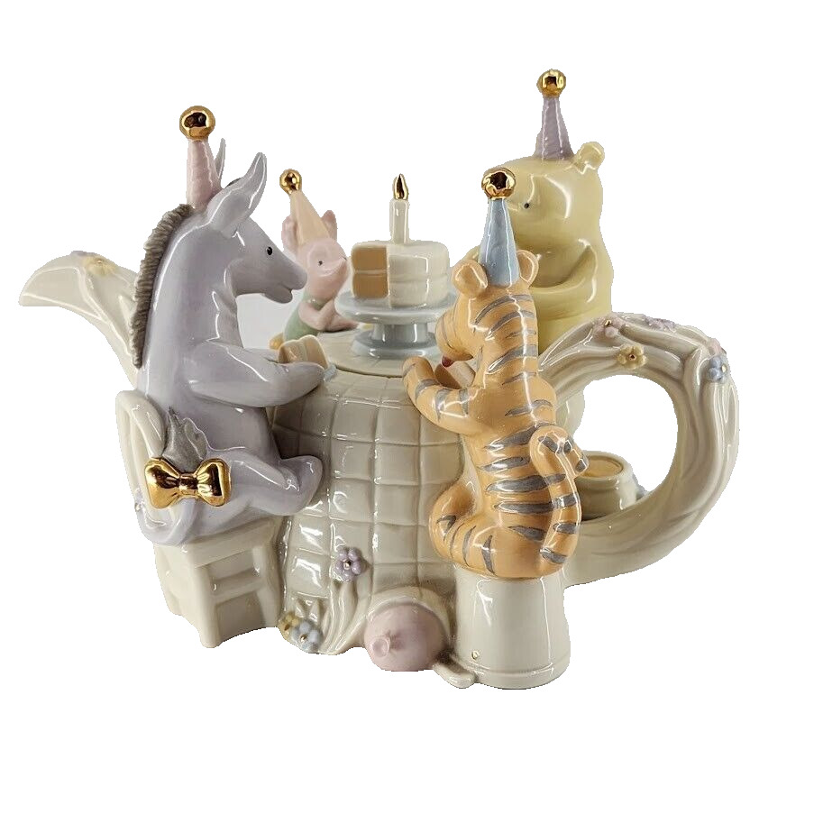 Lenox Disney Pooh's Birthday Celebration Teapot Piglet Tigger Eeyore Retired
