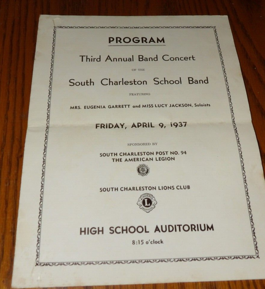 Rare April 1937 South Charleston School Band-Has a Photo