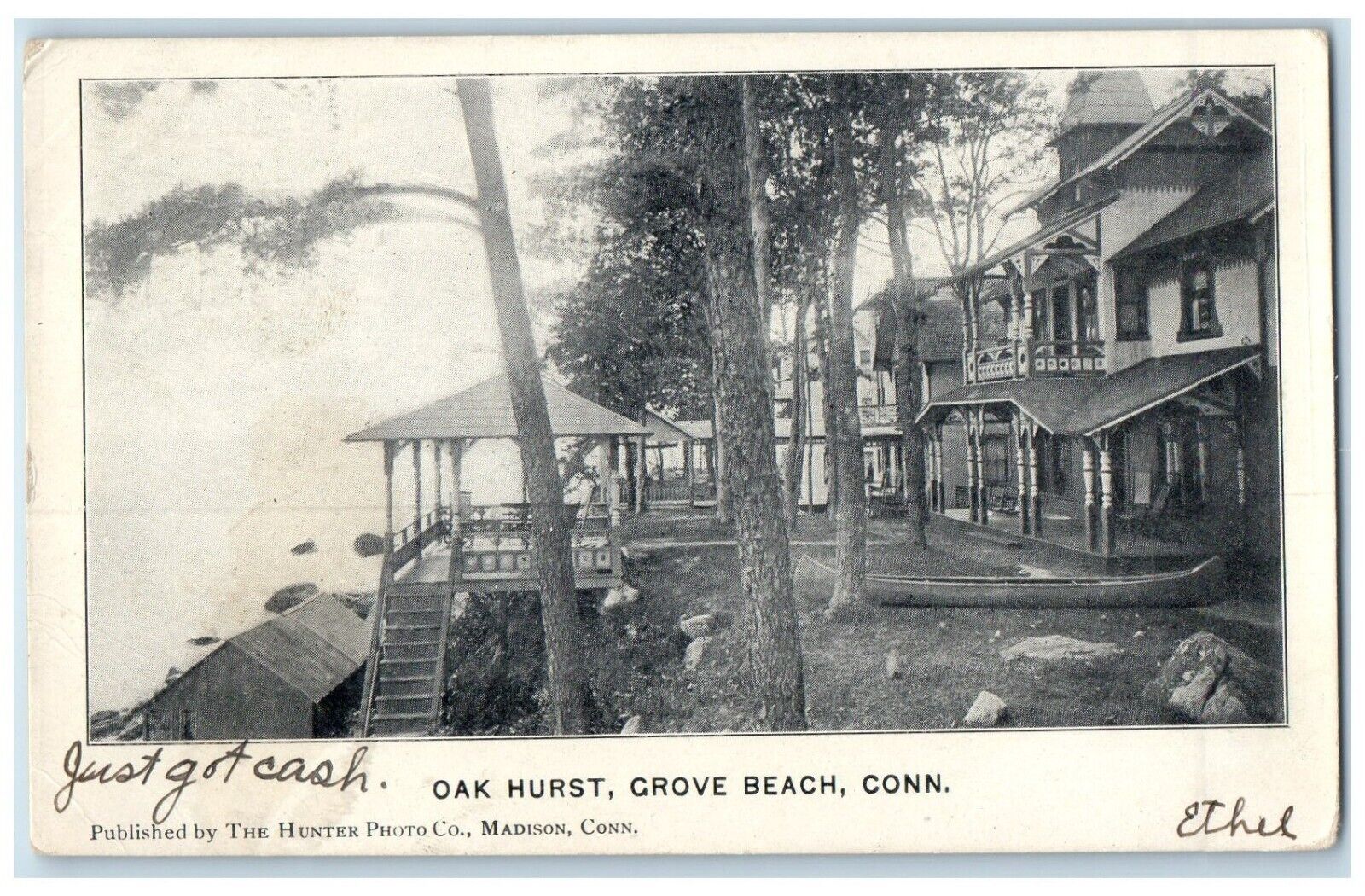 1907 Oak Hurst Exterior Building Canoe Grove Beach Connecticut Vintage Postcard