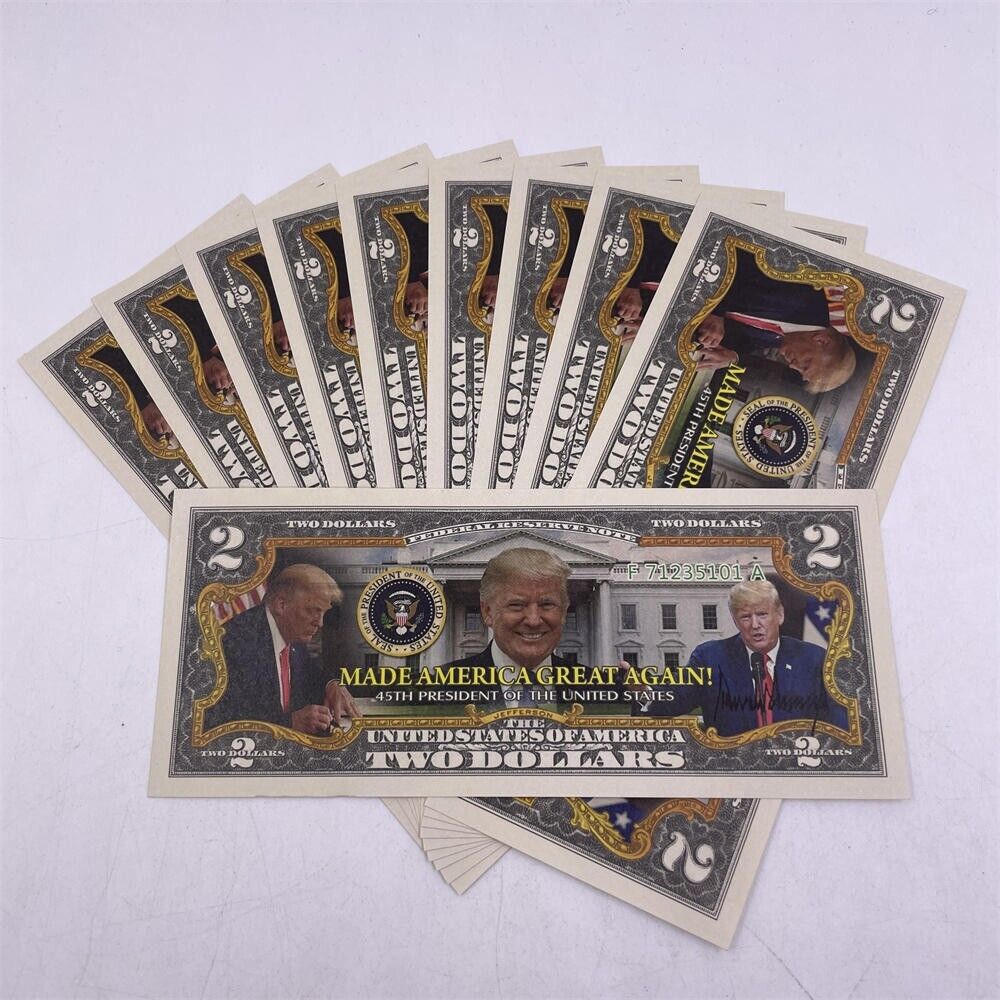 10pcs/lot DONALD TRUMP MADE AMERICA GREAT AGAIN US $2 banknote For Nice Gift