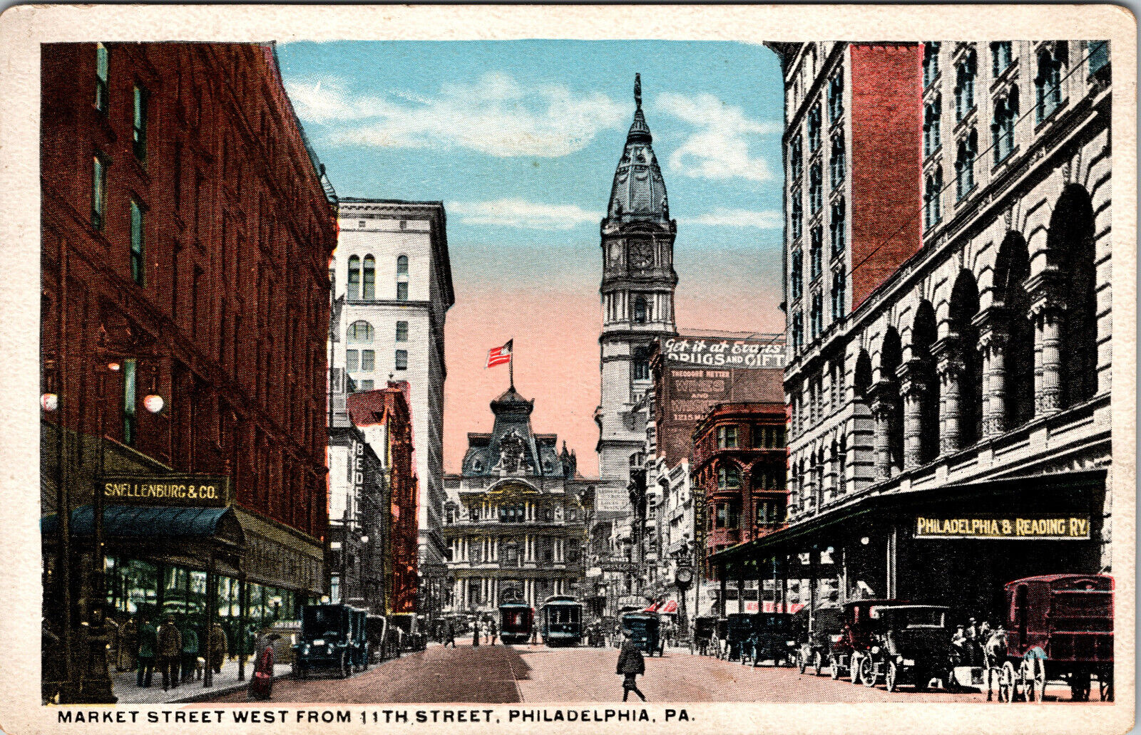 Postcard Market Street West From 11th Street  Philadelphia  PA. 