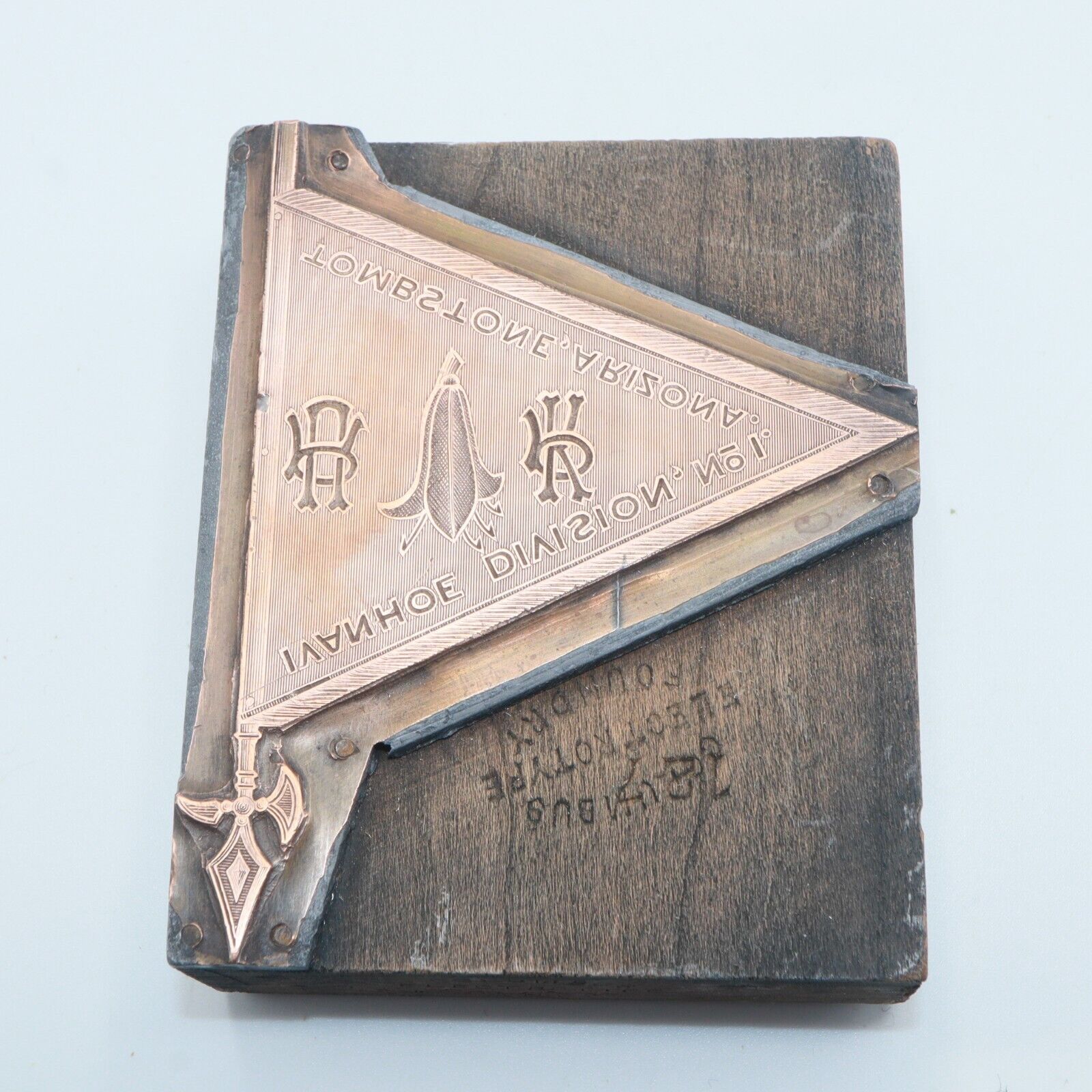 Antique Freemason Knights Templar Letterpress Printing Plate Tombstone AZ