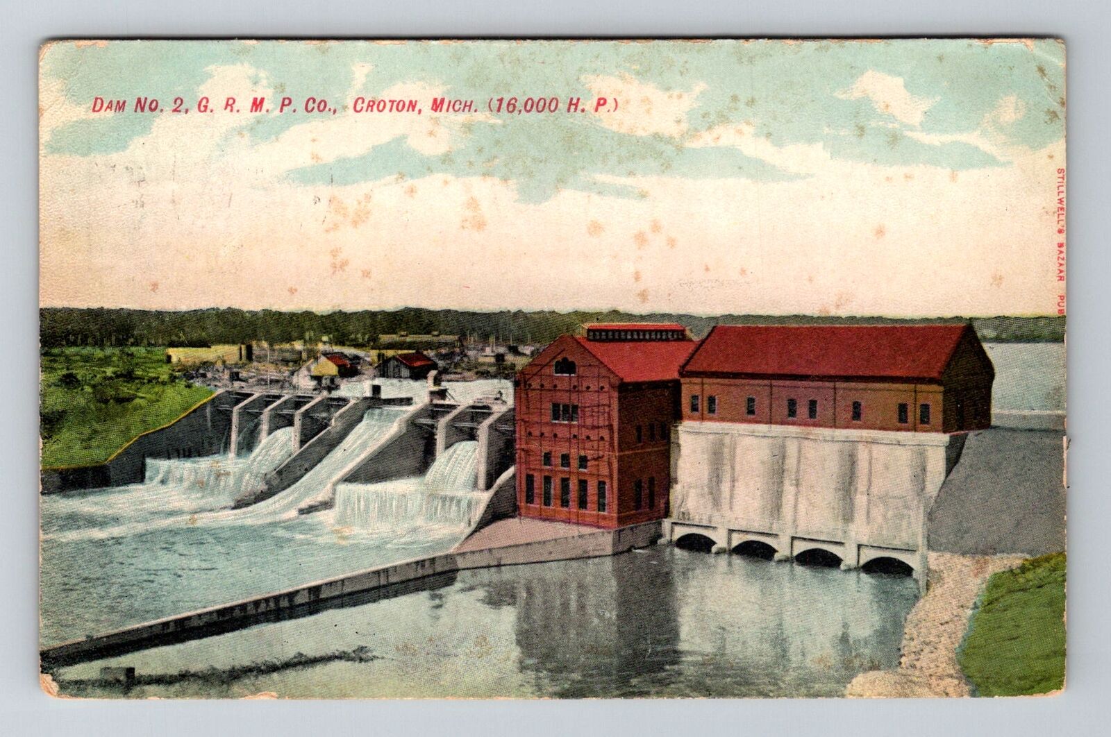 Croton MI-Michigan, Dam on River, c1903 Vintage Souvenir Postcard