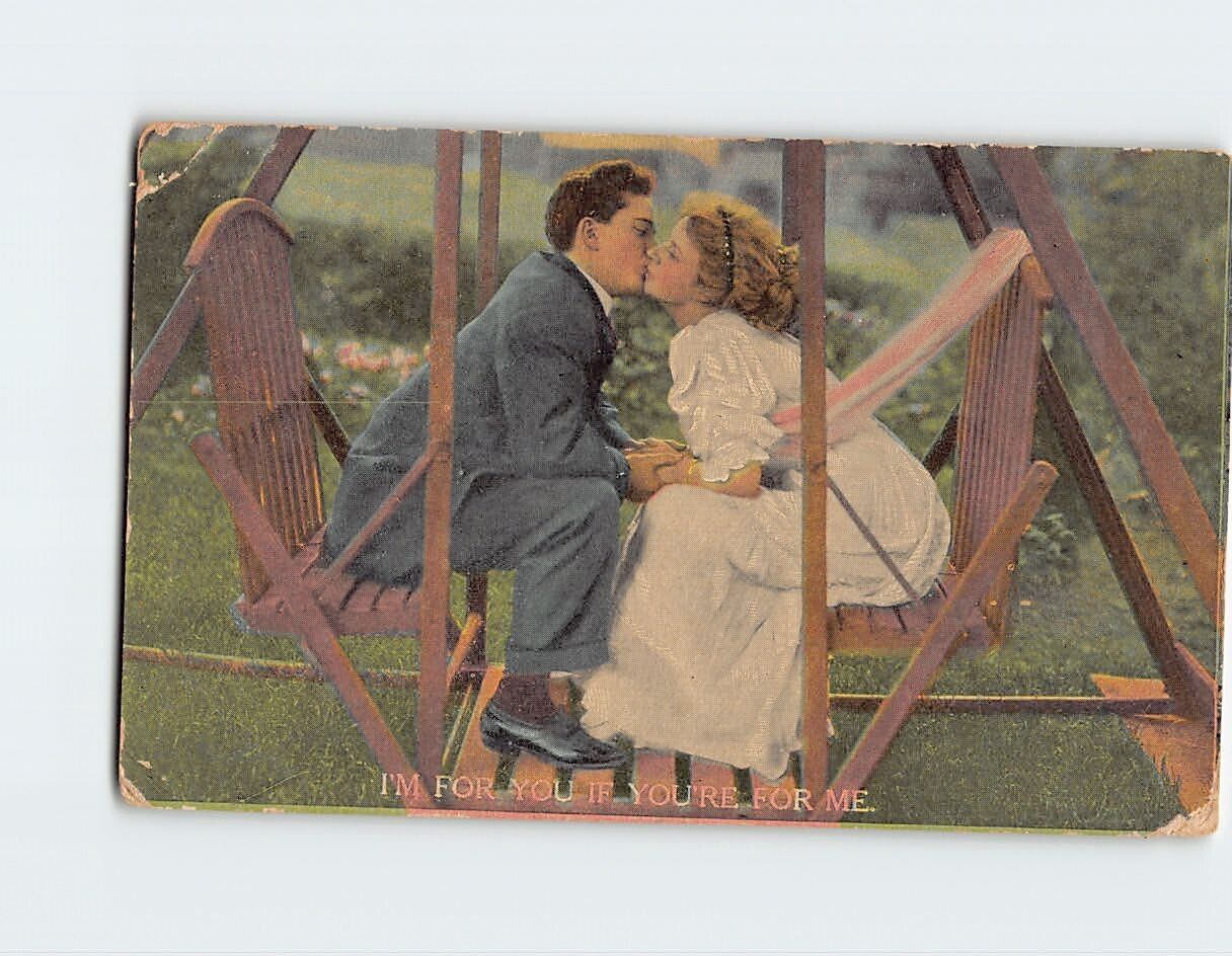 Postcard I'm For You If You're For Me with Lovers Kissing Picture