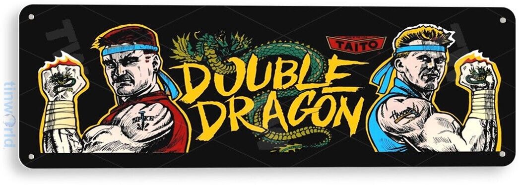 Double Dragon Arcade Sign, Classic Arcade Game Marquee, Game Room Tin Sign A338